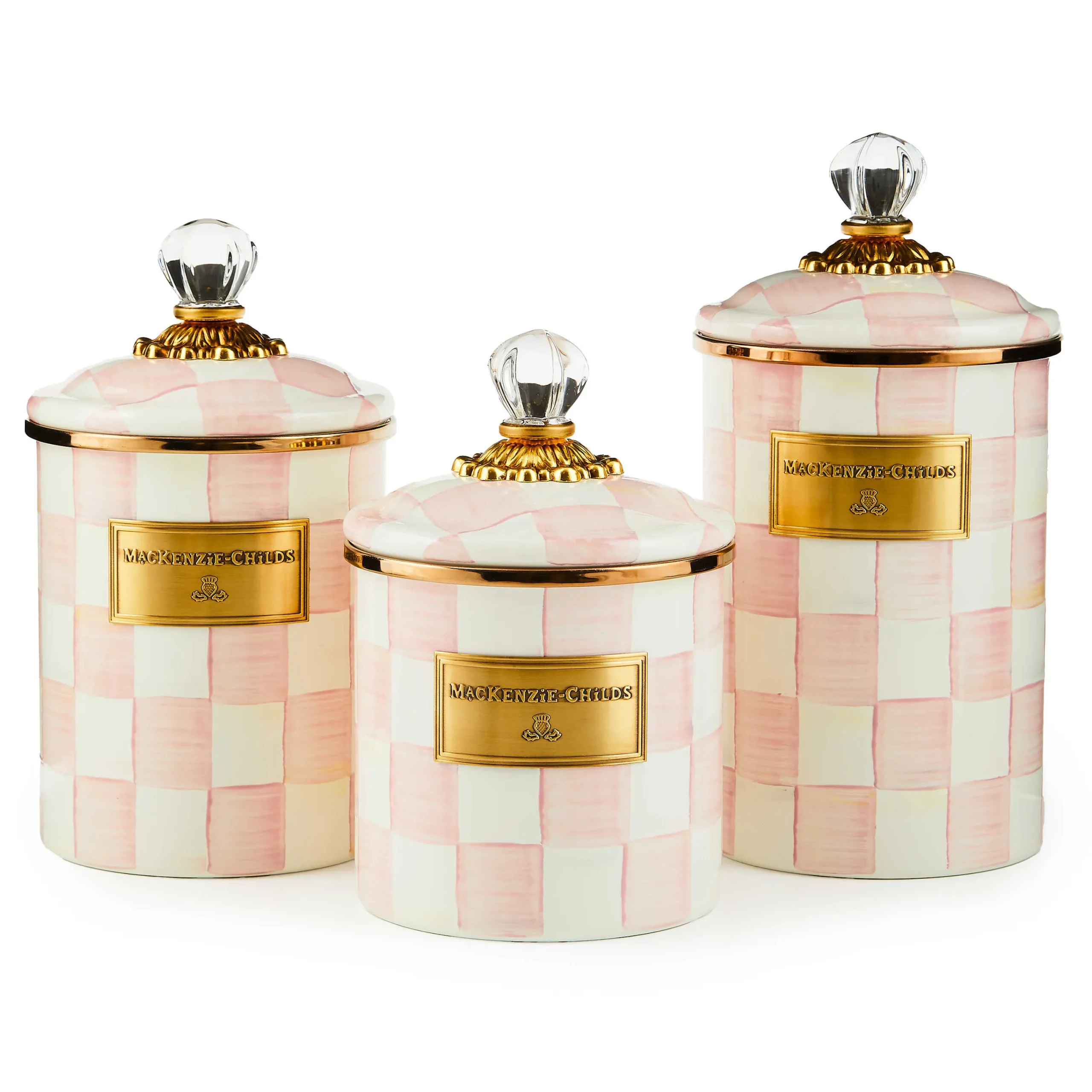 MacKenzie-Childs Rosy Check Medium Canister| Spring|Room Accents