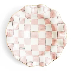 MacKenzie-Childs Rosy Check Medium Ceramic Fluted Serving Bowl| Fall Entertaining|Serveware