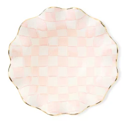 MacKenzie-Childs Rosy Check Medium Ceramic Fluted Serving Bowl| Fall Entertaining|Serveware