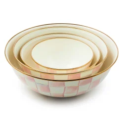 MacKenzie-Childs Rosy Check Medium Everyday Bowl| Fall Entertaining|Serveware