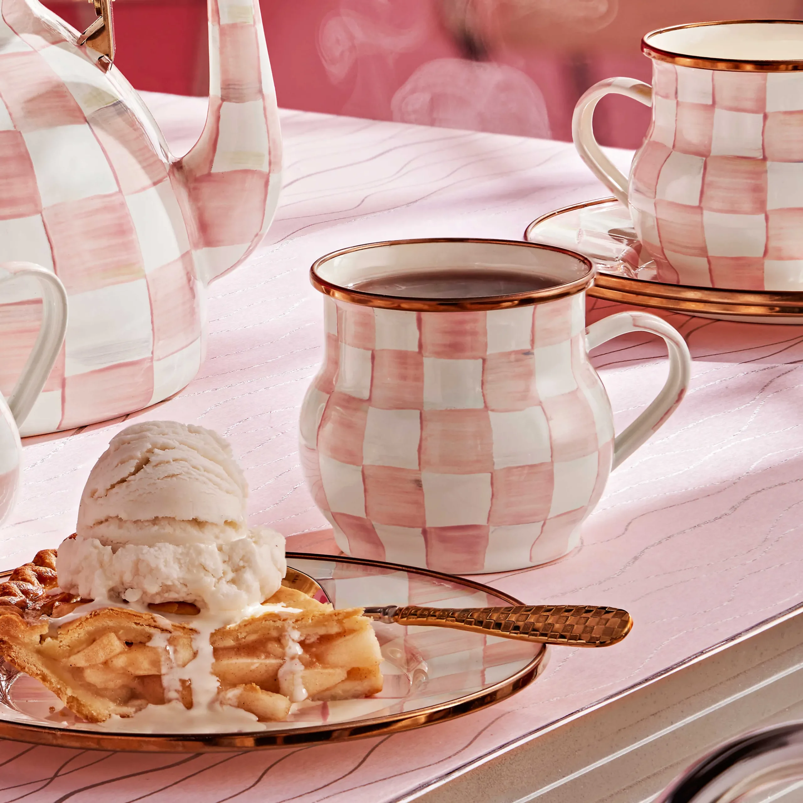 MacKenzie-Childs Rosy Check Mug| Spring|The Coffee Shop