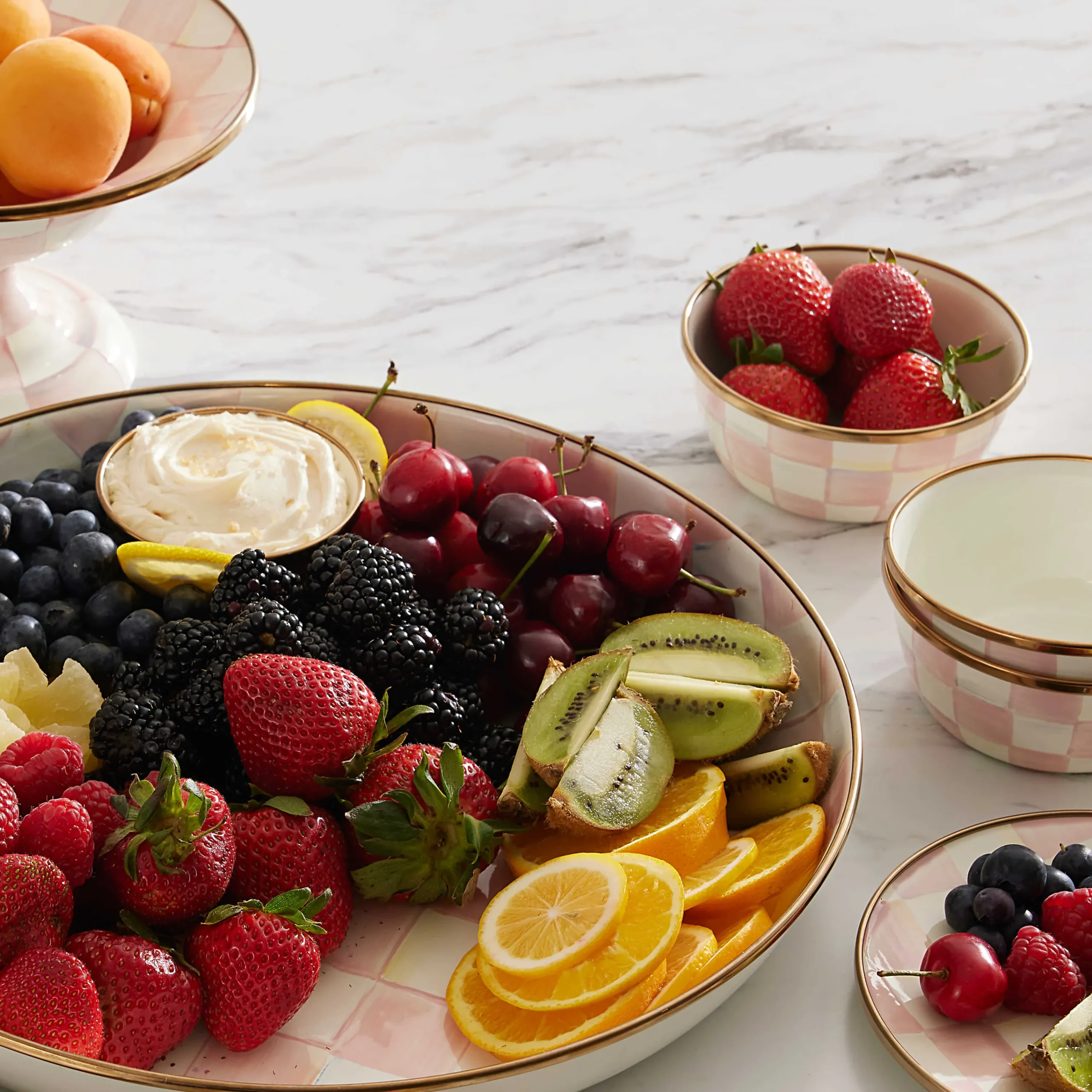MacKenzie-Childs Rosy Check Pinch Bowl| Fall Entertaining|Serveware