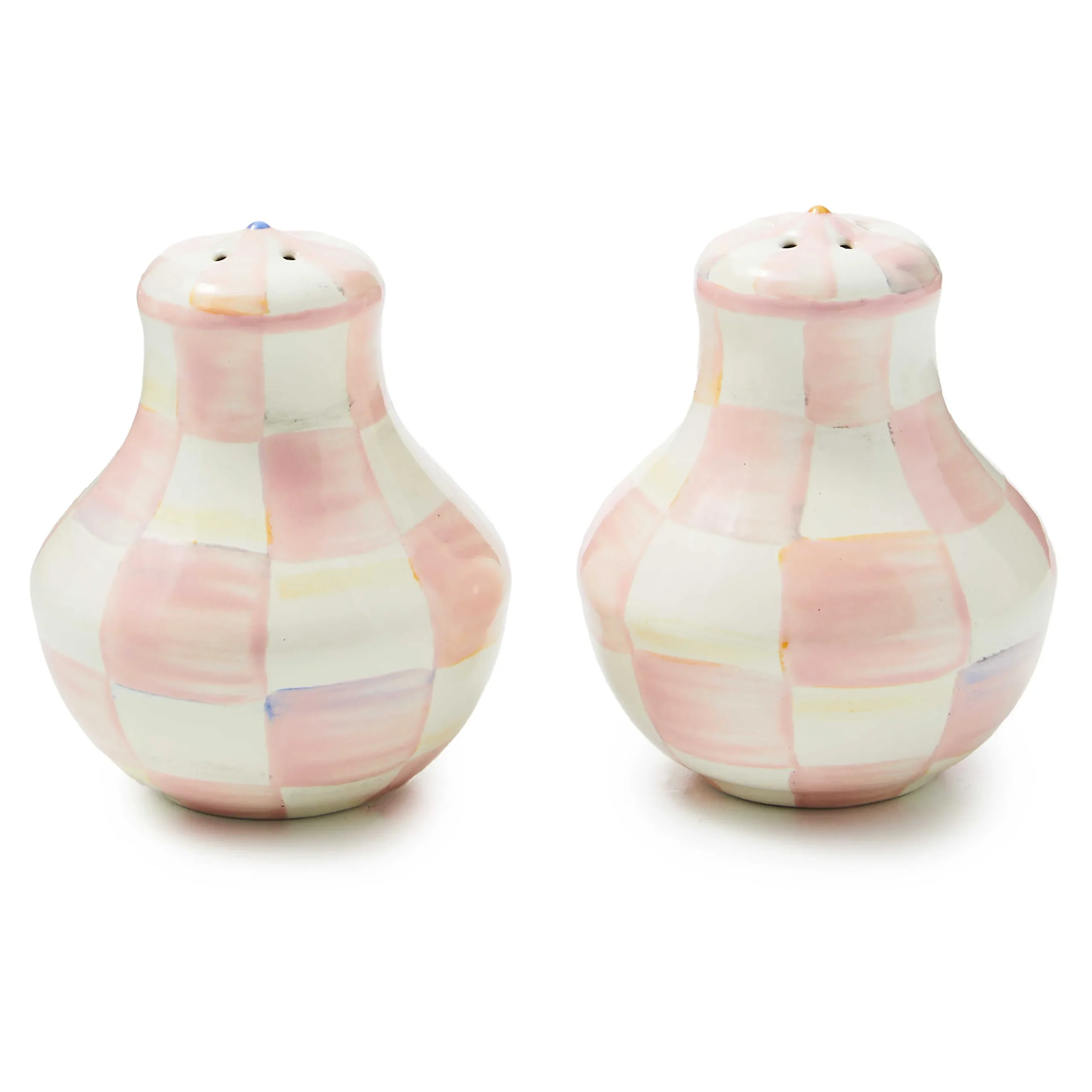 MacKenzie-Childs Rosy Check Salt Pepper Shakers| Fall Entertaining|Table Accessories