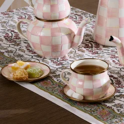 MacKenzie-Childs Rosy Check Saucer| The Coffee Shop|Fall Entertaining