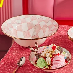 MacKenzie-Childs Rosy Check Serving Bowl| Easter|Spring