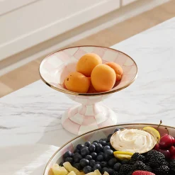 MacKenzie-Childs Rosy Check Small Compote| Fall Entertaining|Serveware