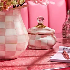 MacKenzie-Childs Rosy Check Squashed Pot| Spring|Bath & Bath Accessories