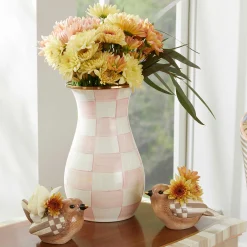 MacKenzie-Childs Rosy Check Tall Vase| Room Accents|Fall Entertaining