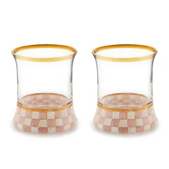 MacKenzie-Childs Rosy Check Tumbler Glass, Set of 2| Spring|Drinkware