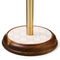 MacKenzie-Childs Rosy Check Wood Paper Towel Holder| Kitchen Storage & Organization