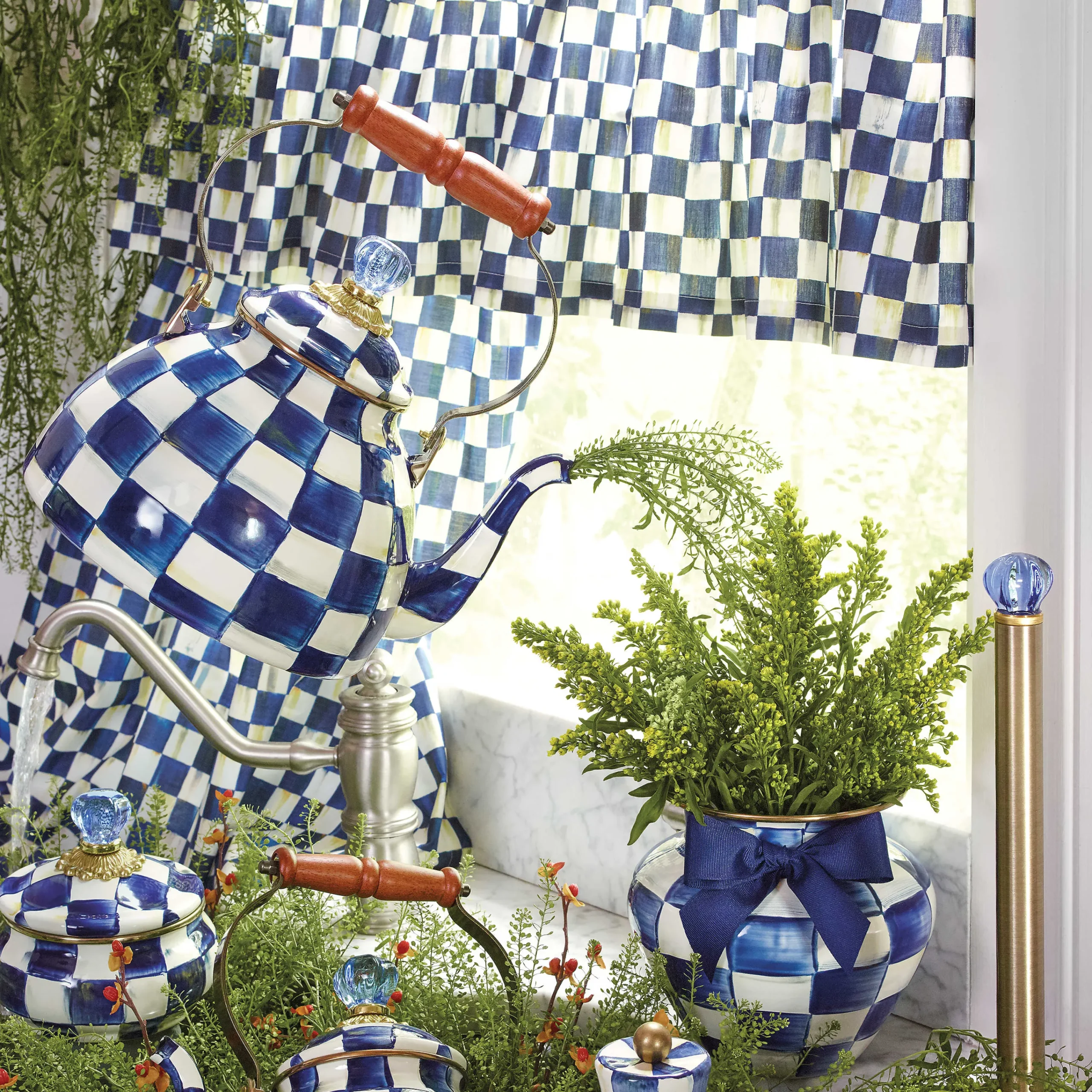MacKenzie-Childs Royal Check 3 Quart Tea Kettle| Tea Kettles