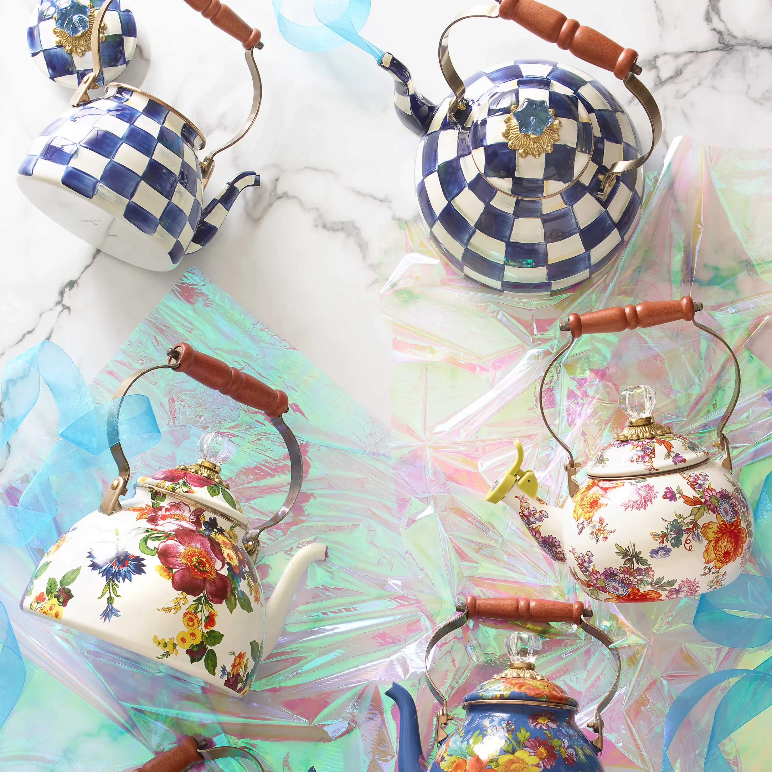 MacKenzie-Childs Royal Check 3 Quart Tea Kettle| Tea Kettles