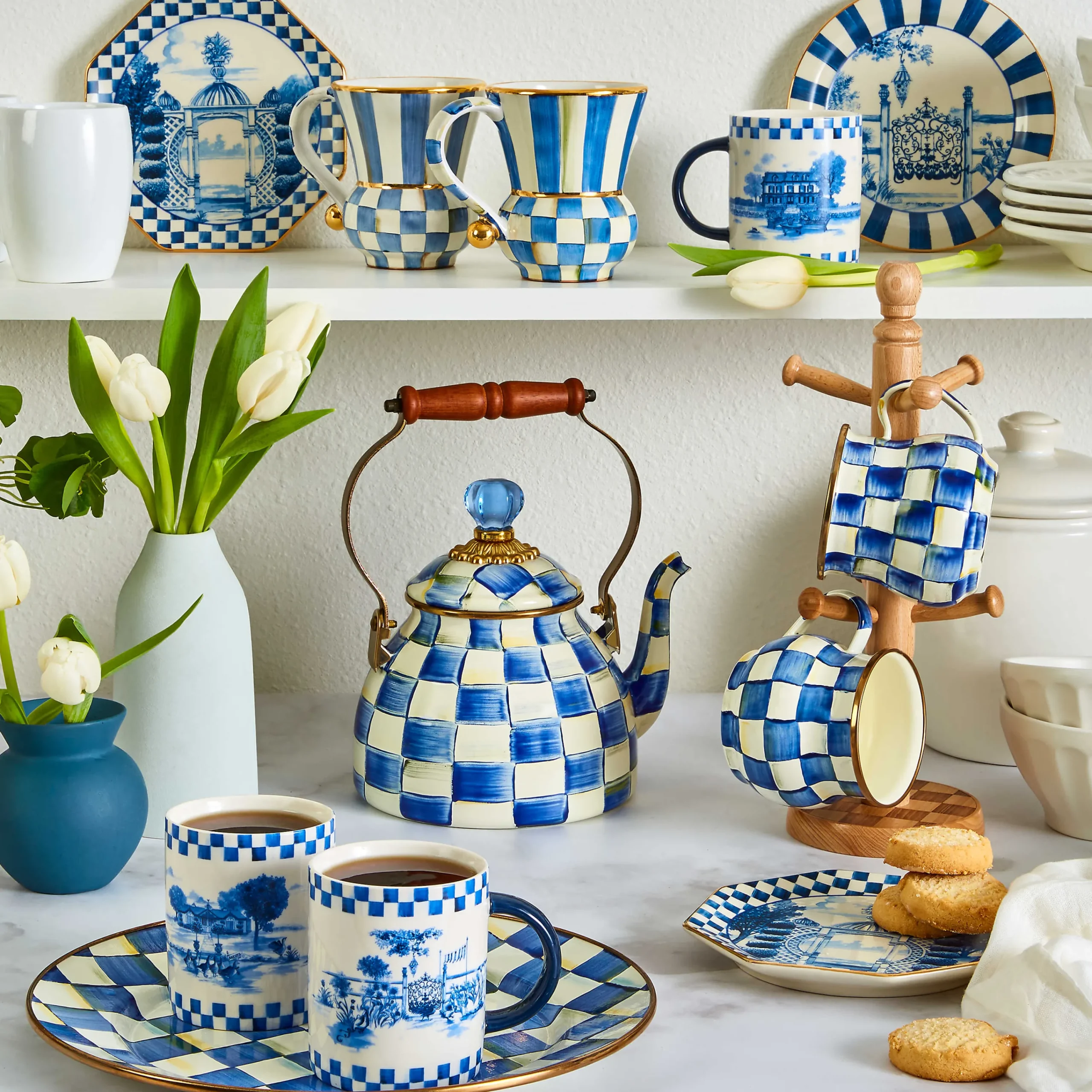 MacKenzie-Childs Royal Check 2 Quart Tea Kettle| The Coffee Shop|Tea Kettles