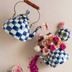 MacKenzie-Childs Royal Check 2 Quart Tea Kettle| The Coffee Shop|Tea Kettles