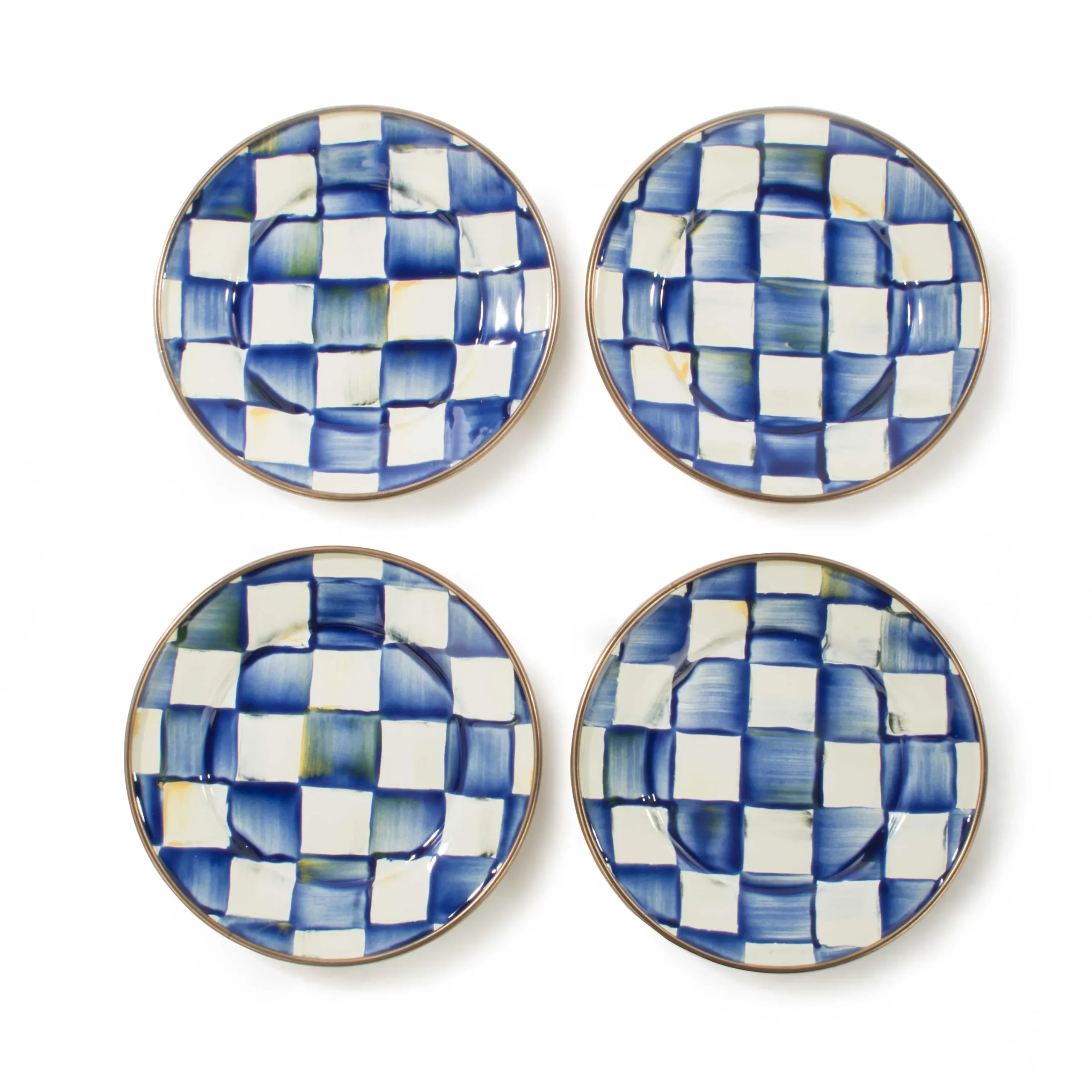 MacKenzie-Childs Royal Check Appetizer Plates, Set of 4| Bar Entertaining|Serveware