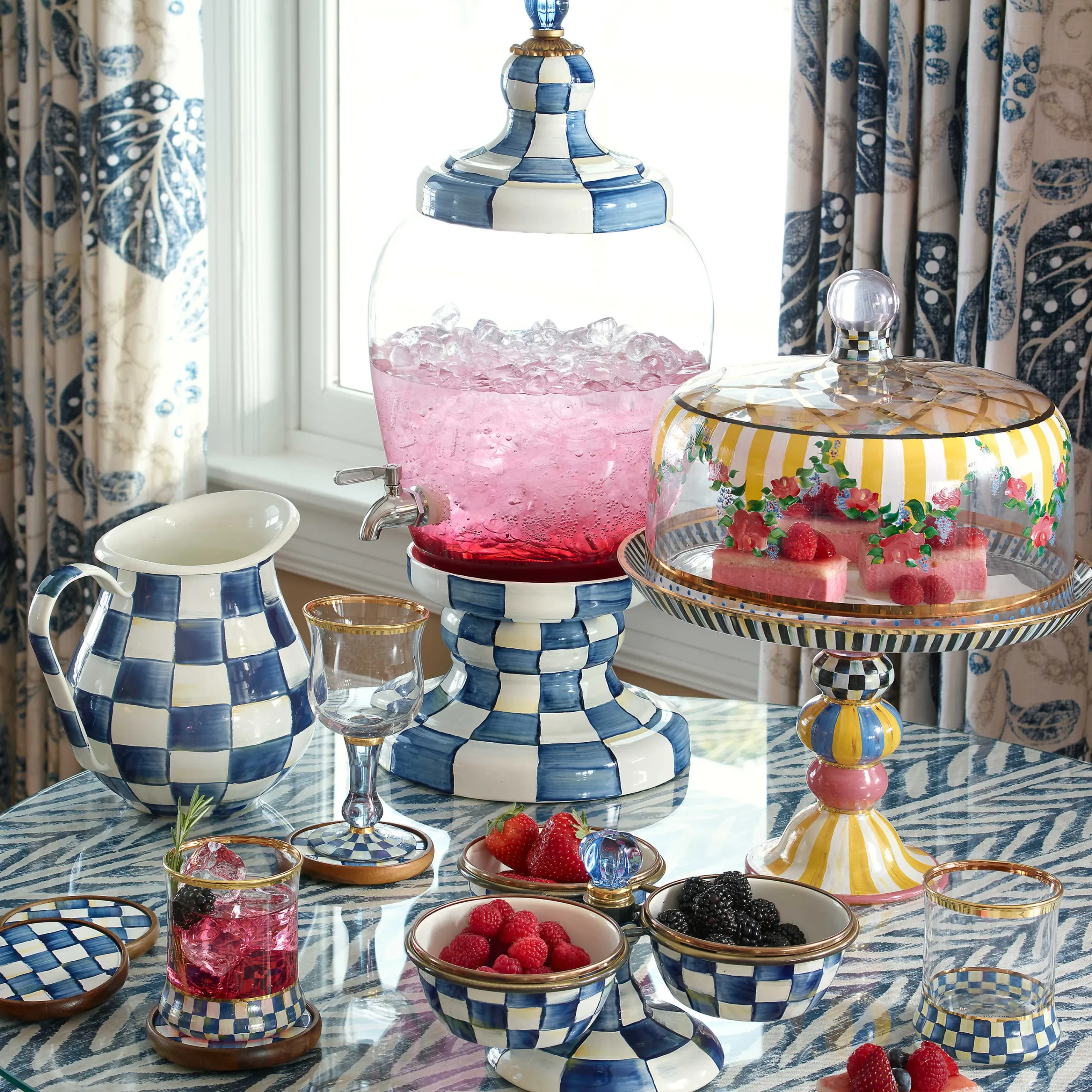 MacKenzie-Childs Royal Check Beverage Hostess| Drinkware|Bar Entertaining
