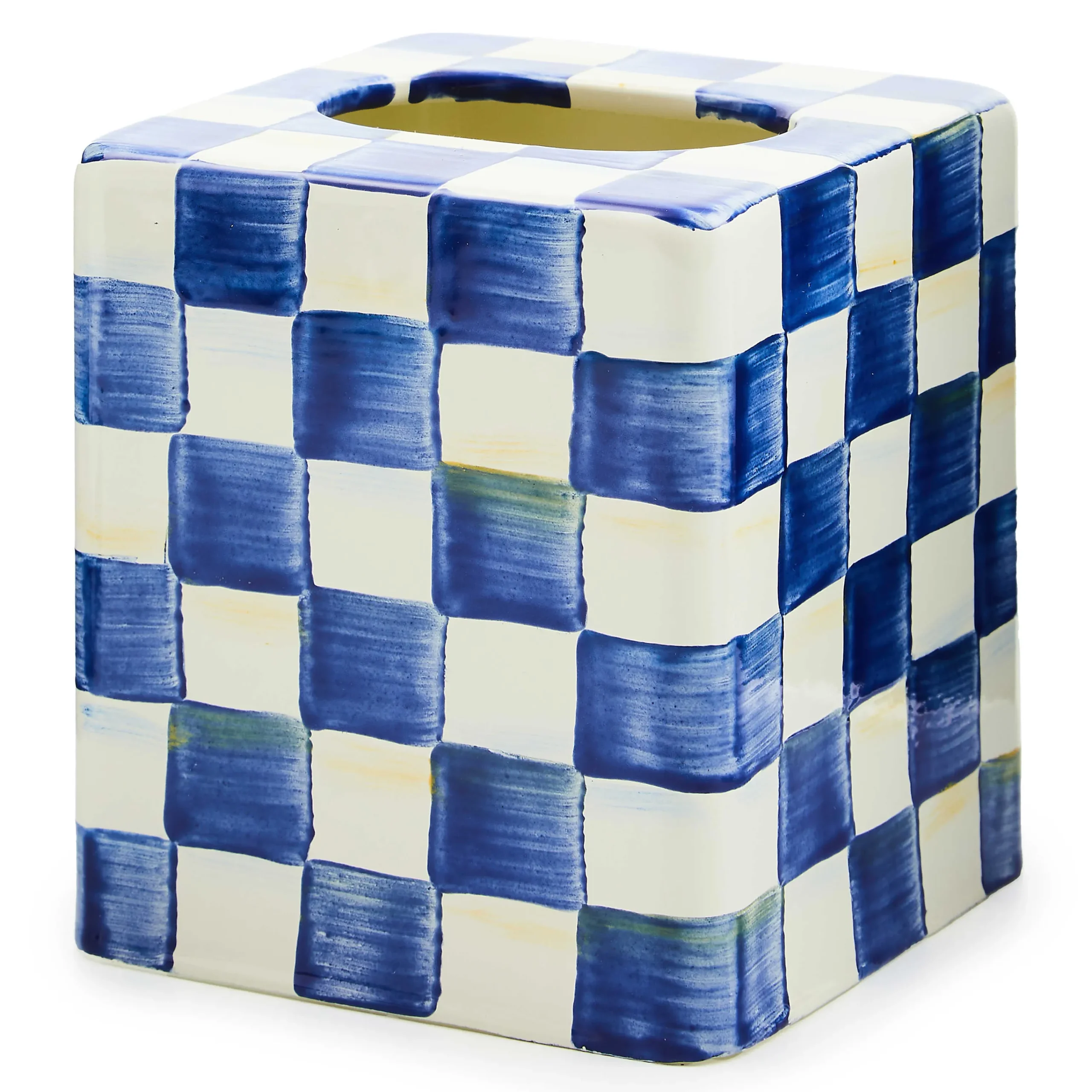 MacKenzie-Childs Royal Check Boutique Tissue Box Cover| Bath & Bath Accessories|Room Accents