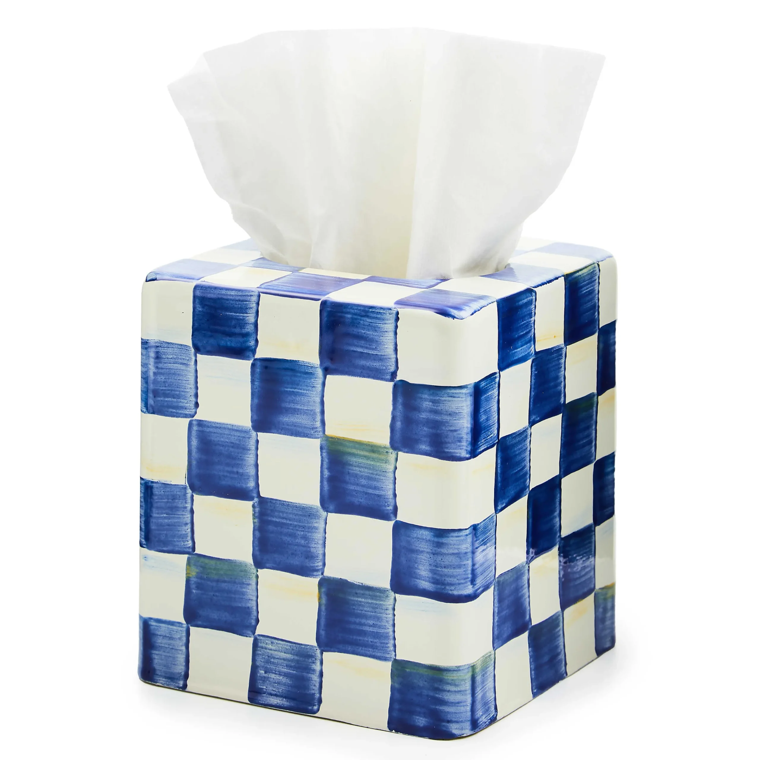 MacKenzie-Childs Royal Check Boutique Tissue Box Cover| Bath & Bath Accessories|Room Accents