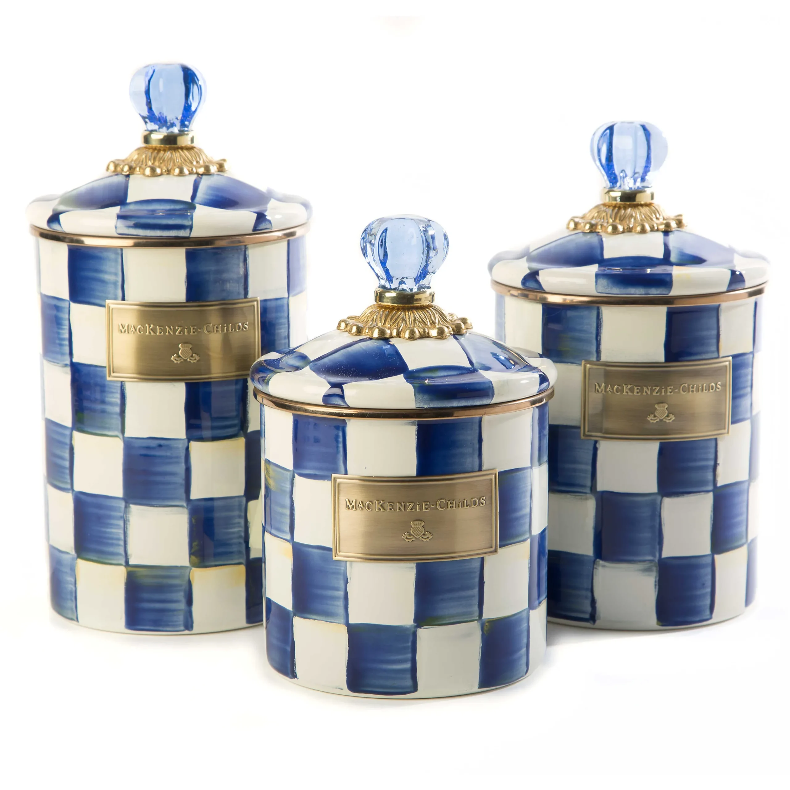 MacKenzie-Childs Royal Check Canisters, Set of 3| Kitchen & Dining Sets|Kitchen Storage & Organization