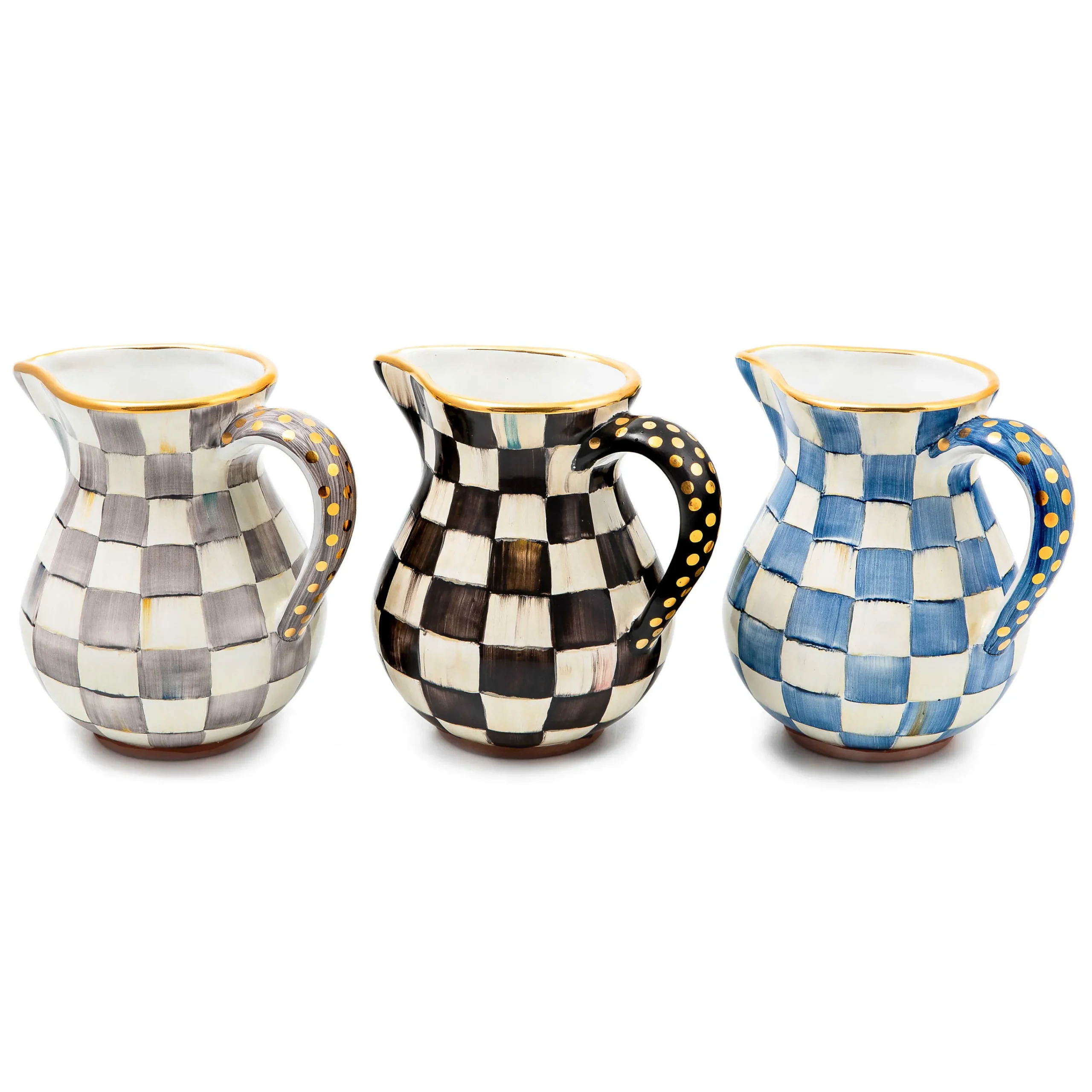 MacKenzie-Childs Royal Check Ceramic Portly Pitcher| Bar Entertaining|Serveware