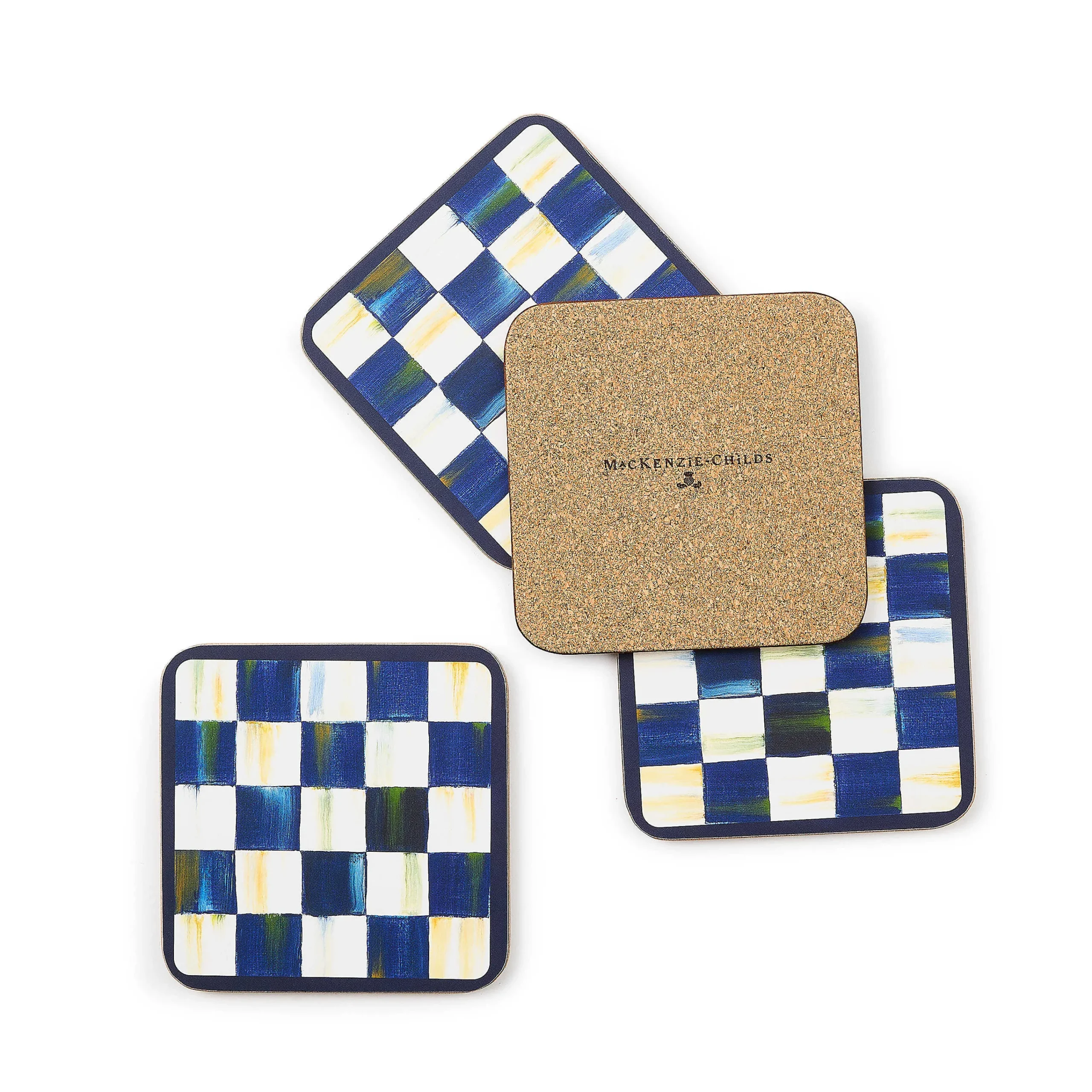 MacKenzie-Childs Royal Check Cork Back Coasters, Set of 4| Table Accessories|Kitchen & Table Linens