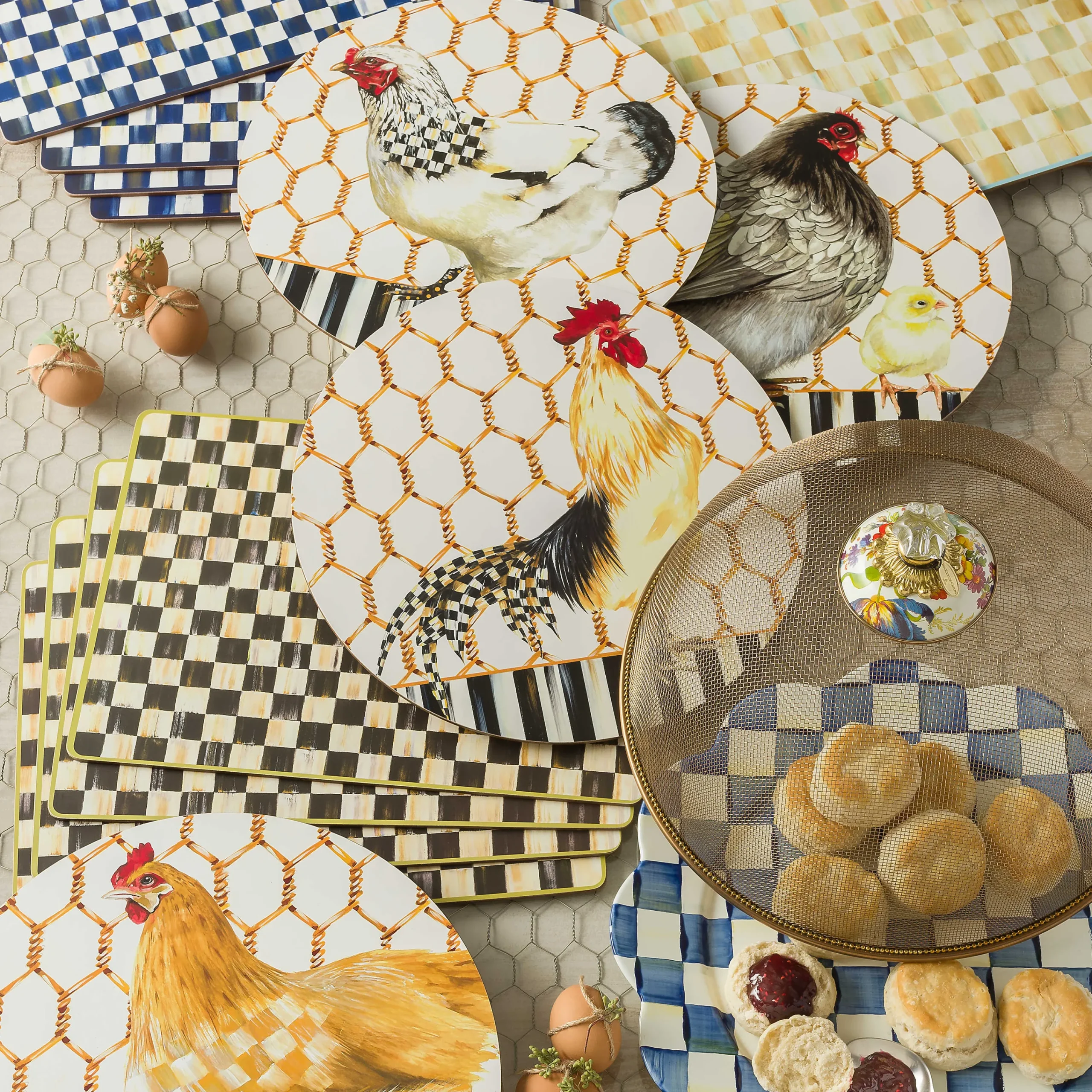 MacKenzie-Childs Royal Check Cork Back Placemats, Set of 4| Table Accessories|Kitchen & Table Linens