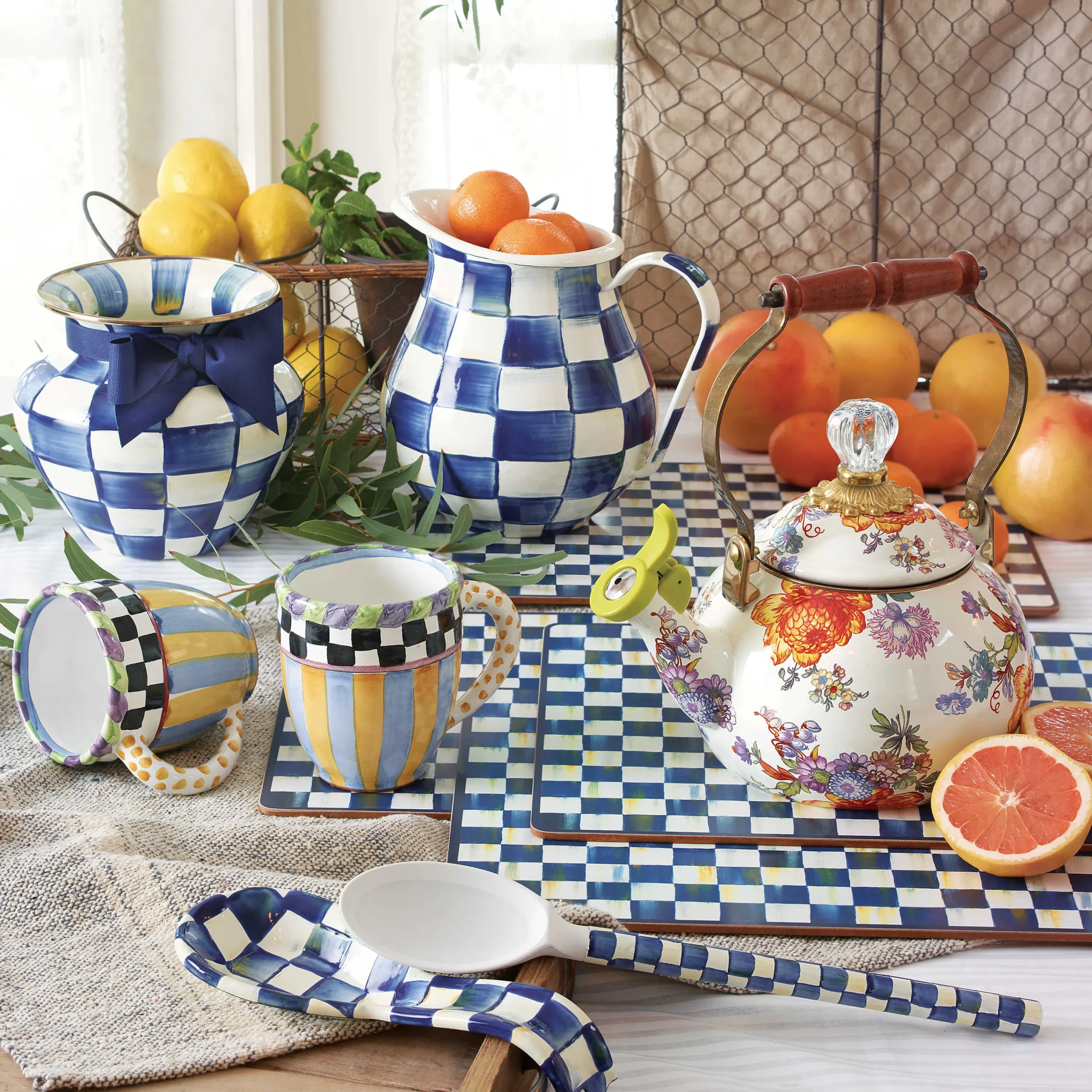 MacKenzie-Childs Royal Check Cork Back Placemats, Set of 4| Table Accessories|Kitchen & Table Linens