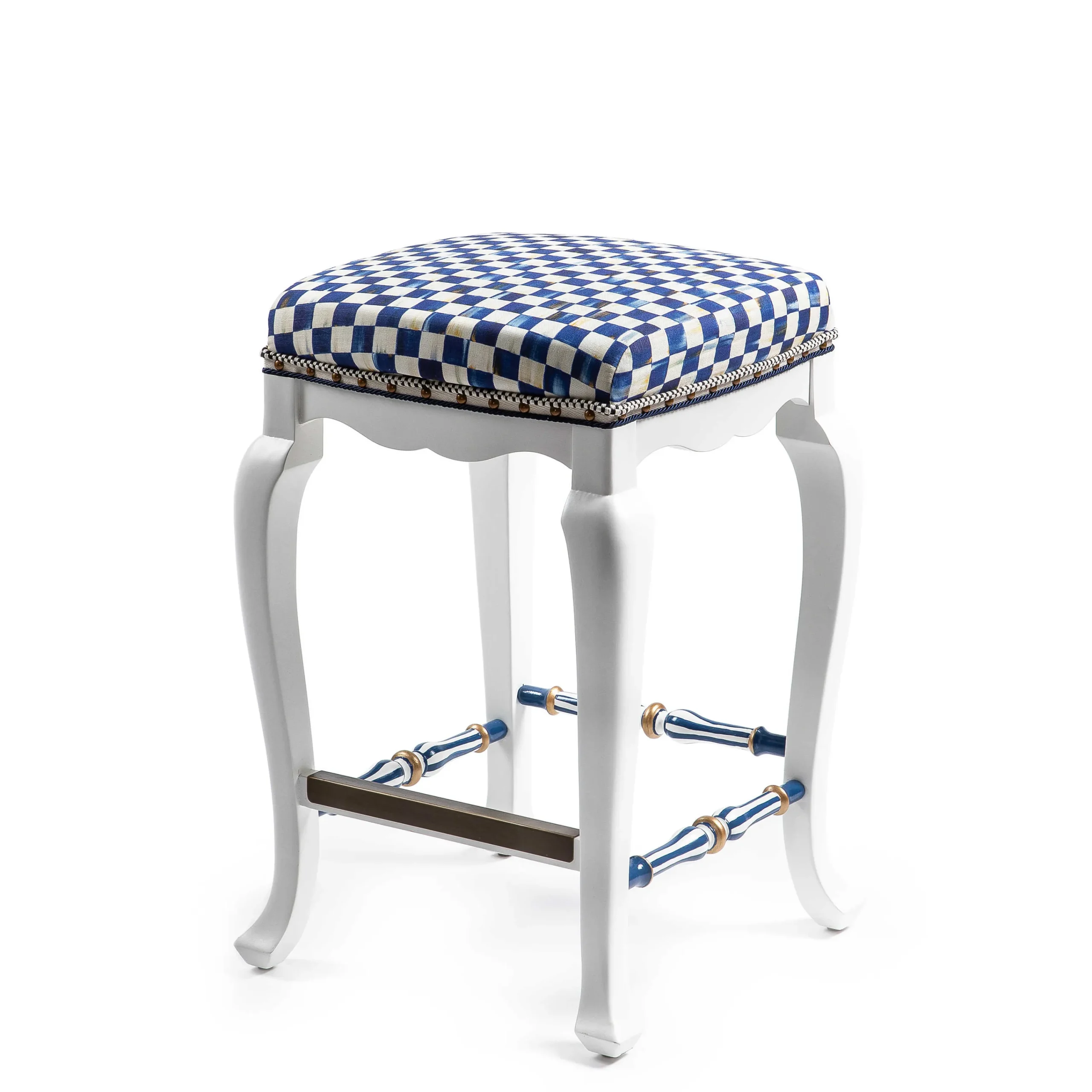MacKenzie-Childs Royal Check Counter Stool| Dining Room & Kitchen