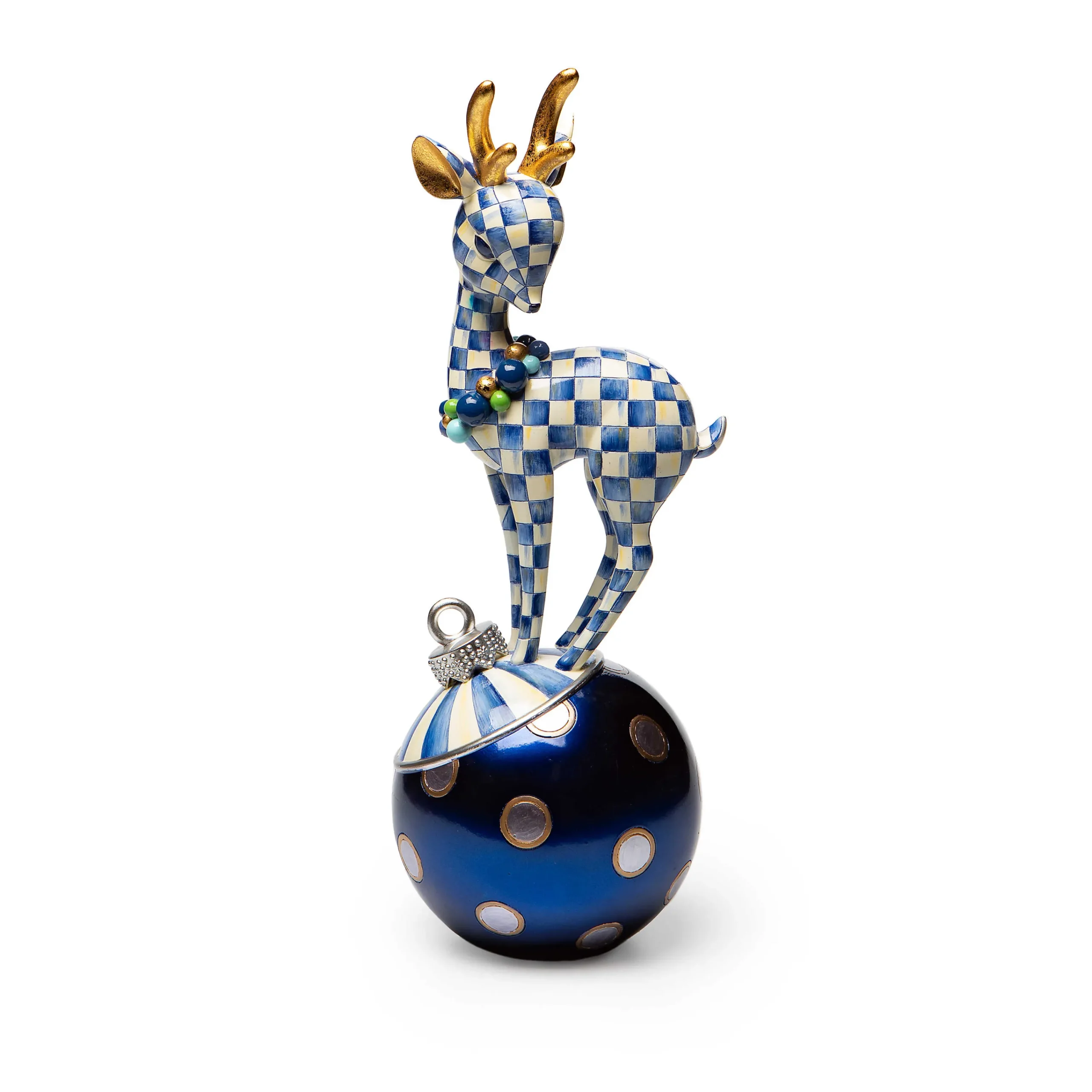 MacKenzie-Childs Royal Check Deary Deer on Ornament| Holiday
