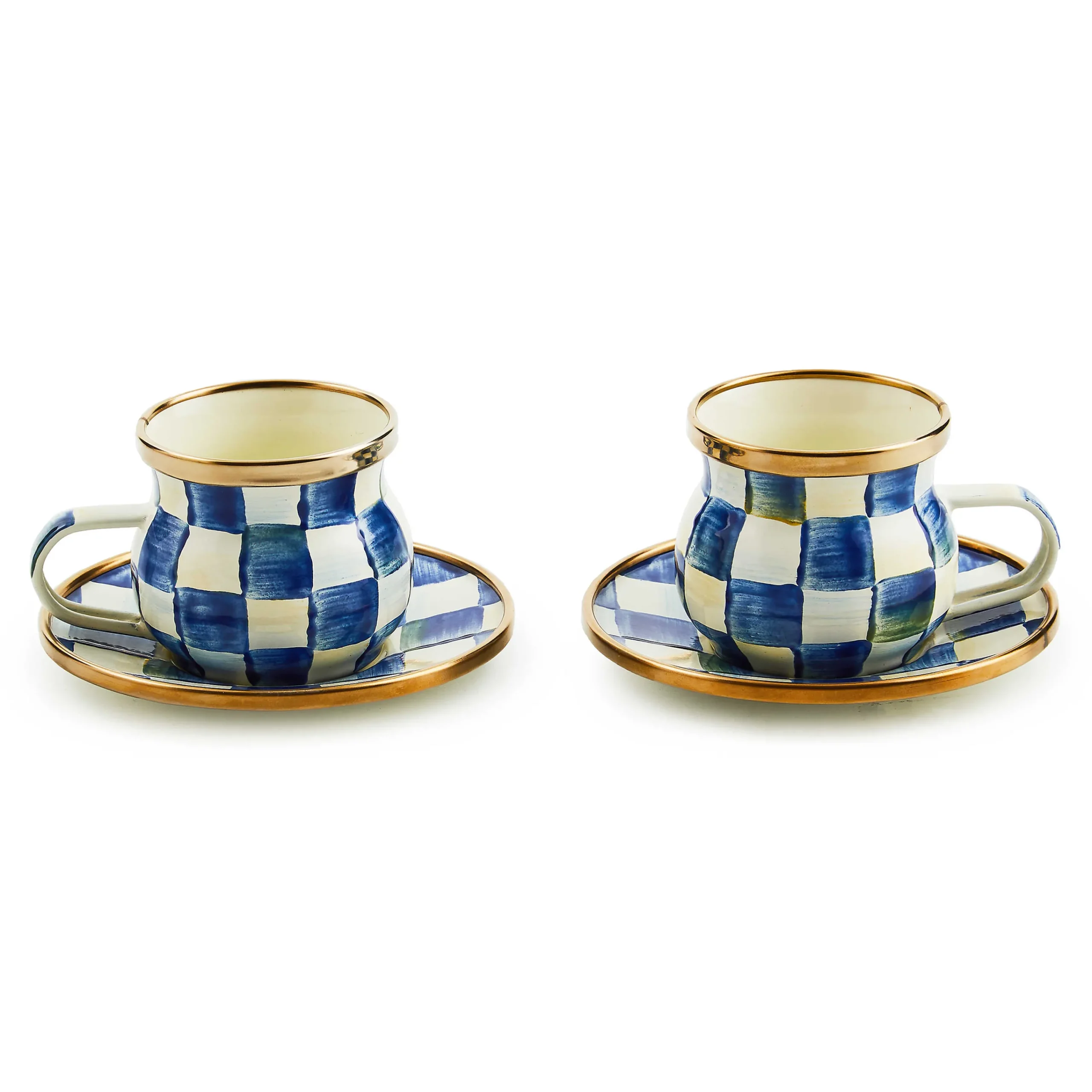 MacKenzie-Childs Royal Check Espresso Cup Saucer Set| The Coffee Shop|Drinkware