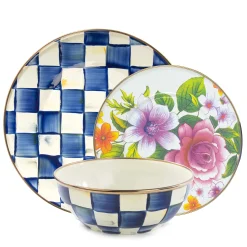 MacKenzie-Childs Royal Check  Flower Market White Mix - 3-Piece Place Setting| Kitchen & Dining Sets|Dinnerware & Flatware