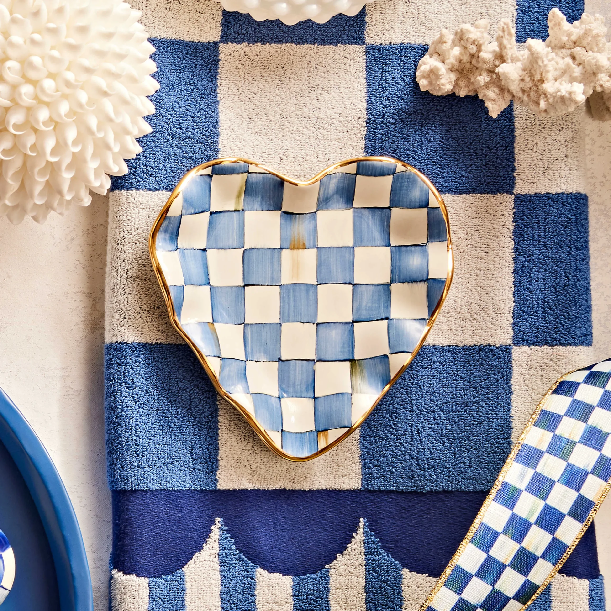 MacKenzie-Childs Royal Check Fluted Heart Plate| Bar Entertaining|Serveware