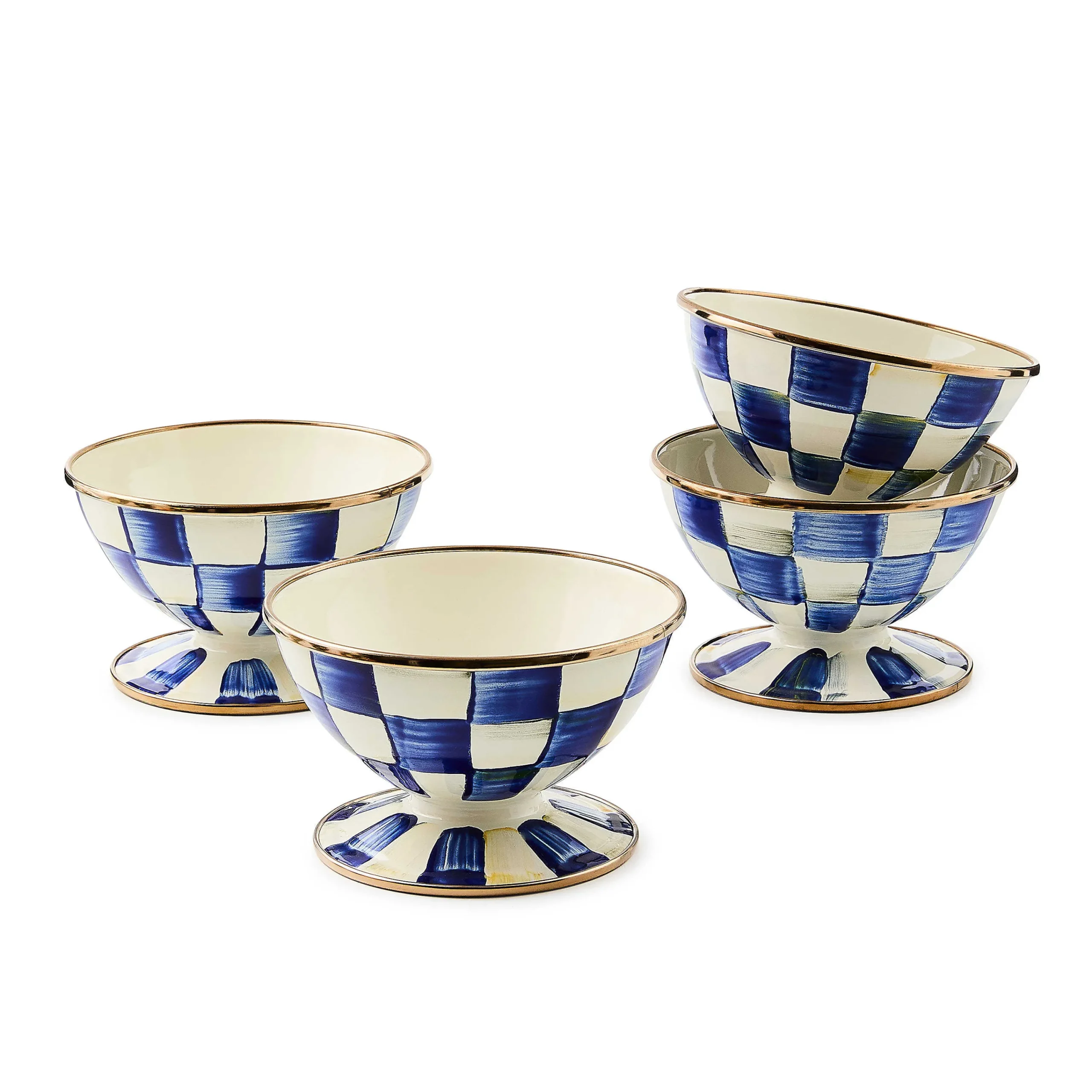 MacKenzie-Childs Royal Check Ice Cream Dishes, Set of 4| Kitchen & Dining Sets|Dinnerware & Flatware