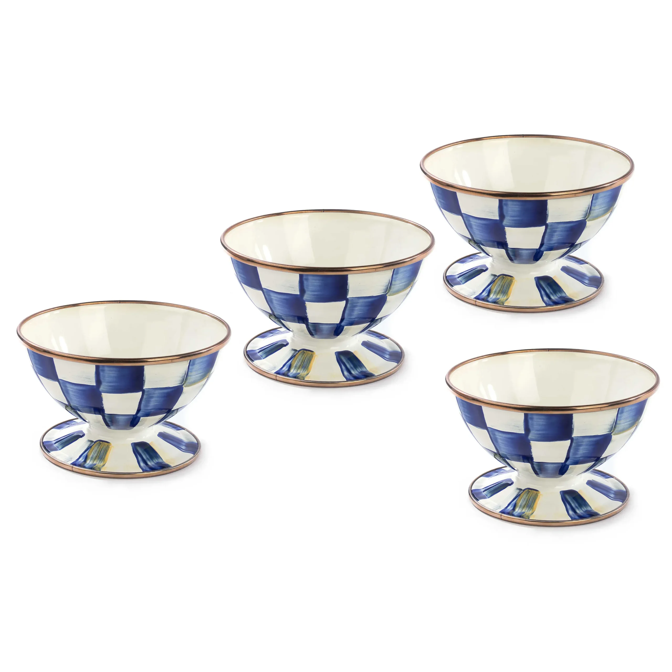 MacKenzie-Childs Royal Check Ice Cream Dishes, Set of 4| Kitchen & Dining Sets|Dinnerware & Flatware