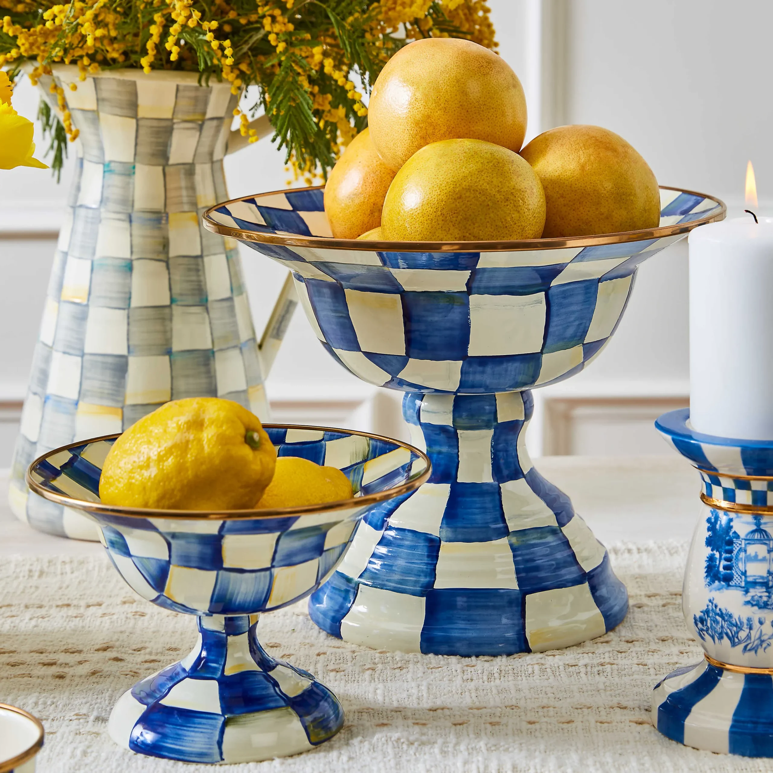 MacKenzie-Childs Royal Check Large Compote| Serveware