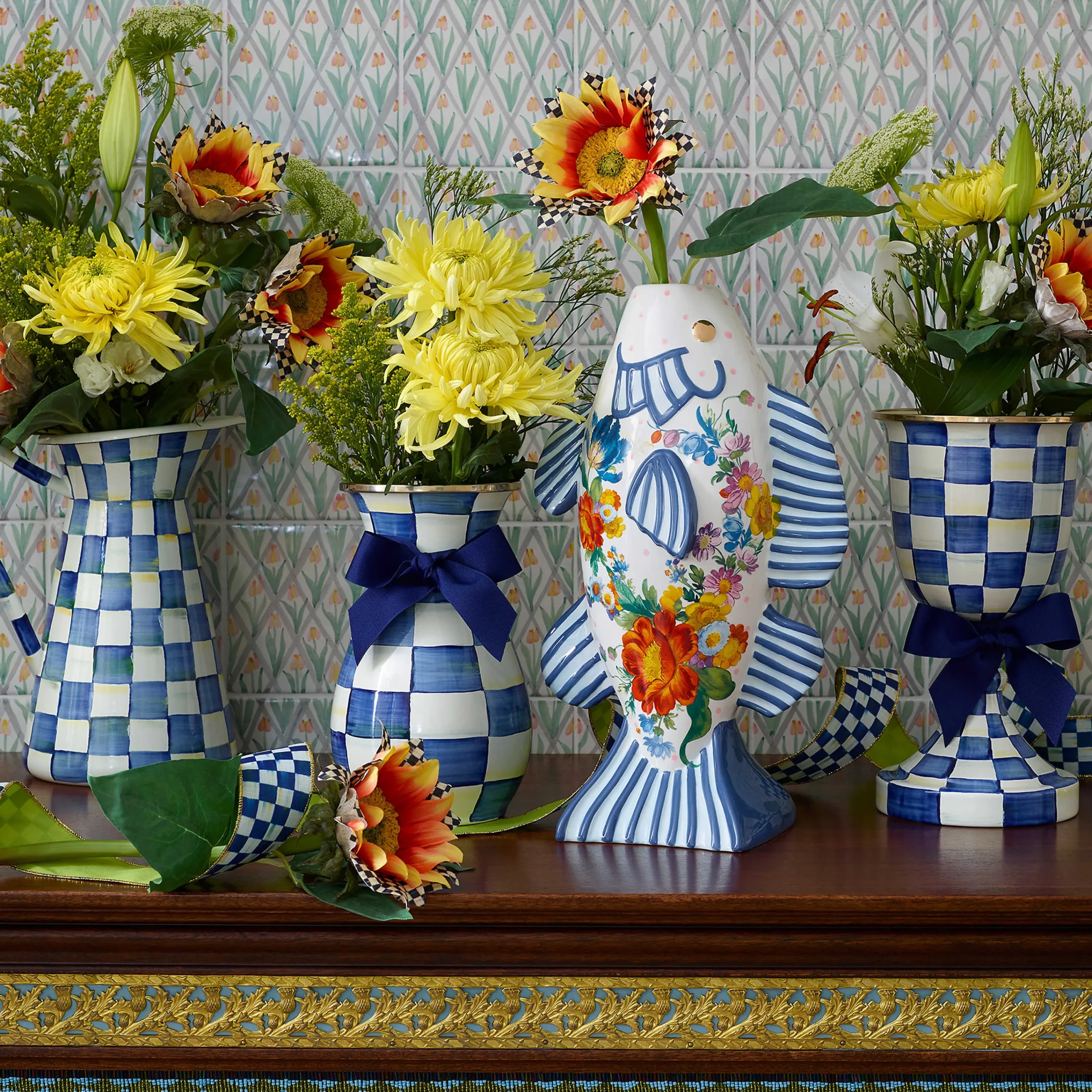 MacKenzie-Childs Royal Check Large Practical Pitcher| Bar Entertaining|Serveware