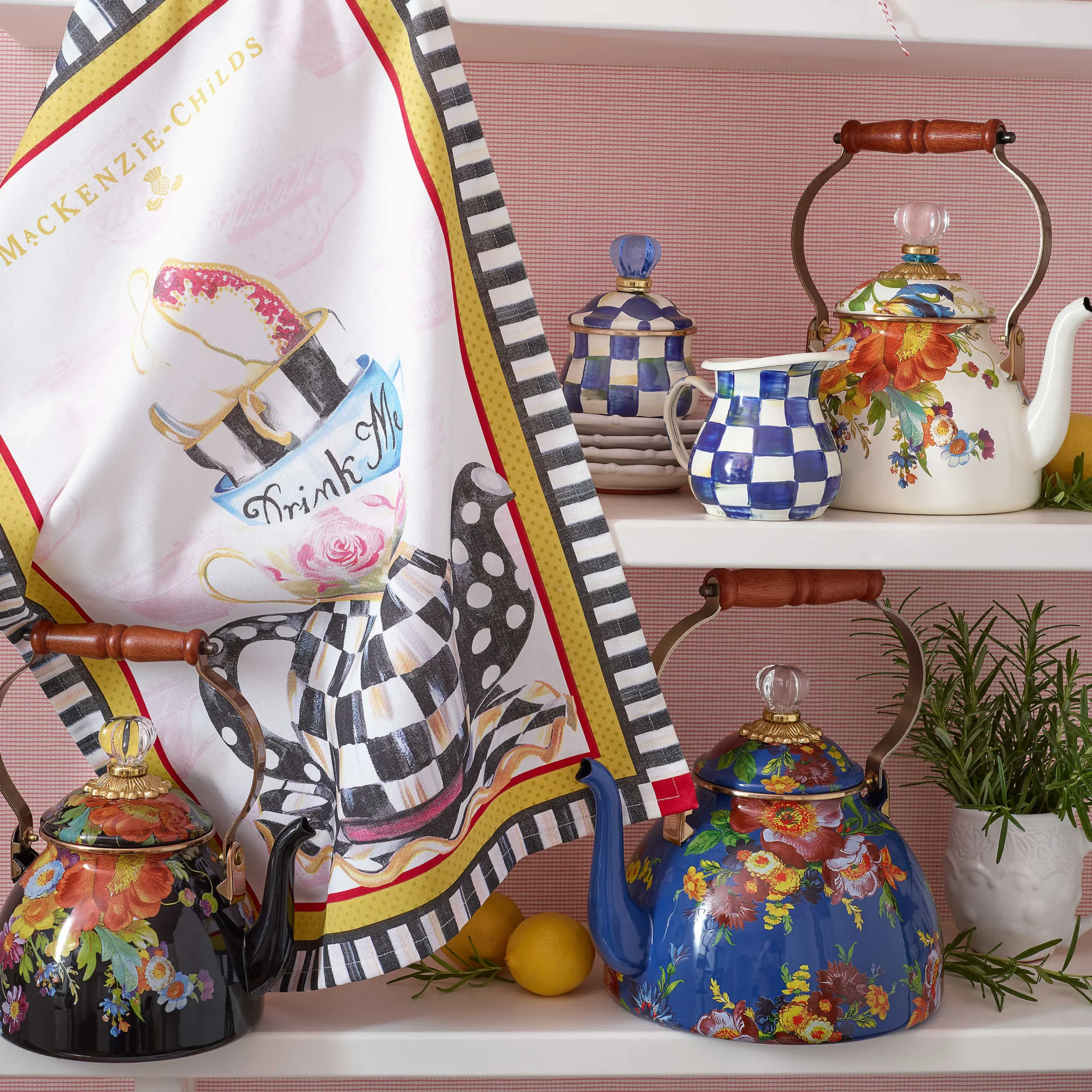 MacKenzie-Childs Royal Check Lidded Sugar Bowl| The Coffee Shop|Serveware