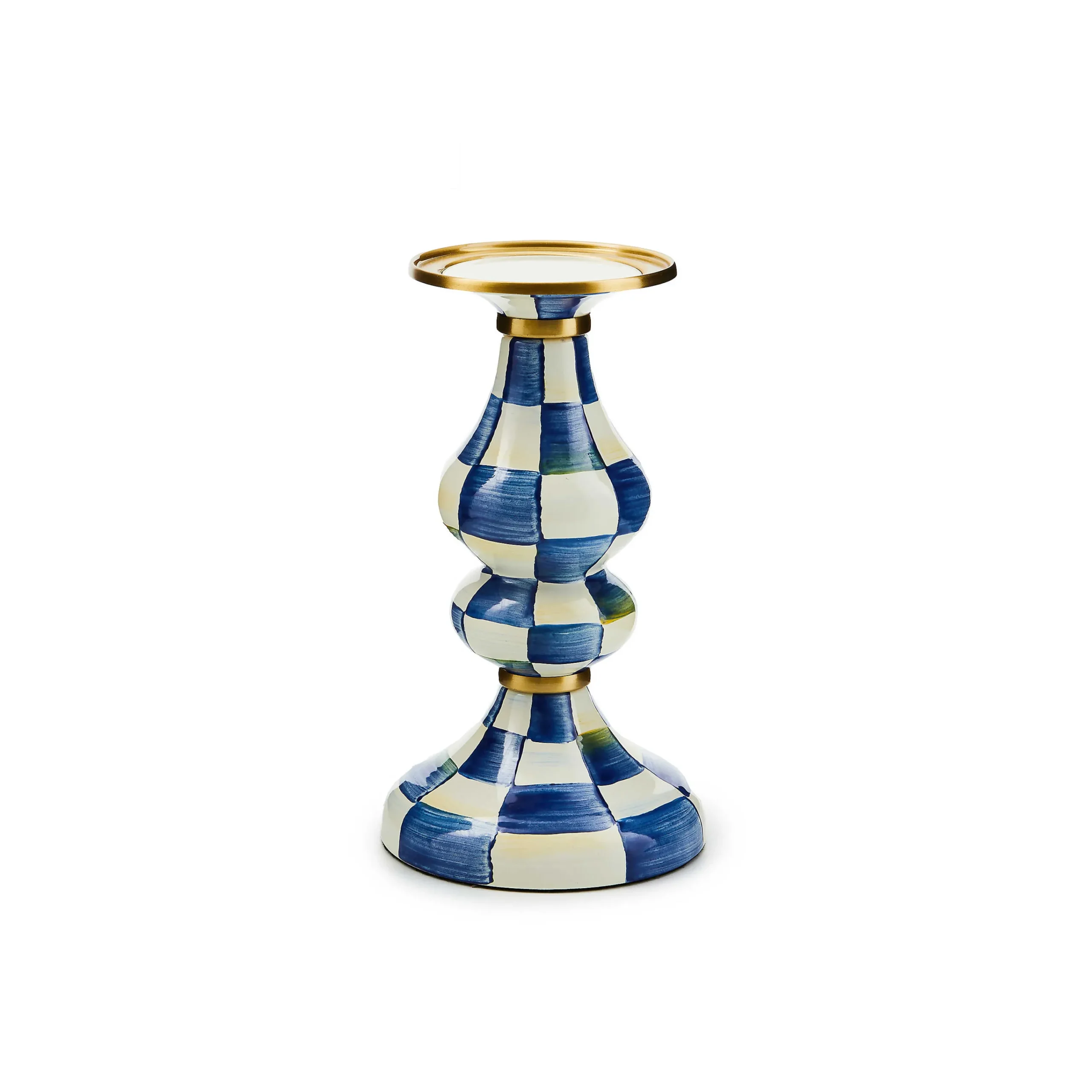 MacKenzie-Childs Royal Check Medium Pillar Candlestick| Candles & Fragrances
