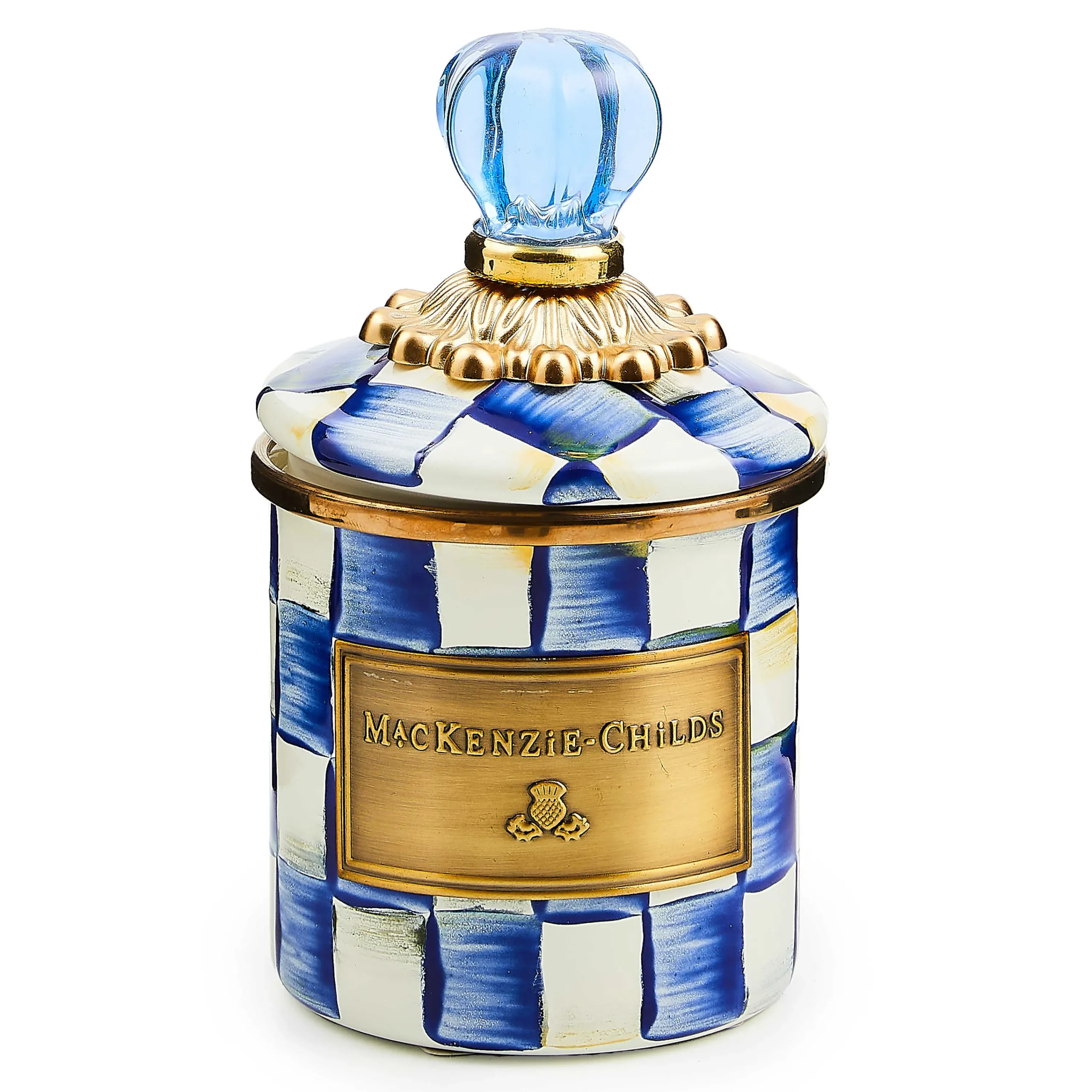 MacKenzie-Childs Royal Check Mini Canister| Room Accents|Kitchen Storage & Organization