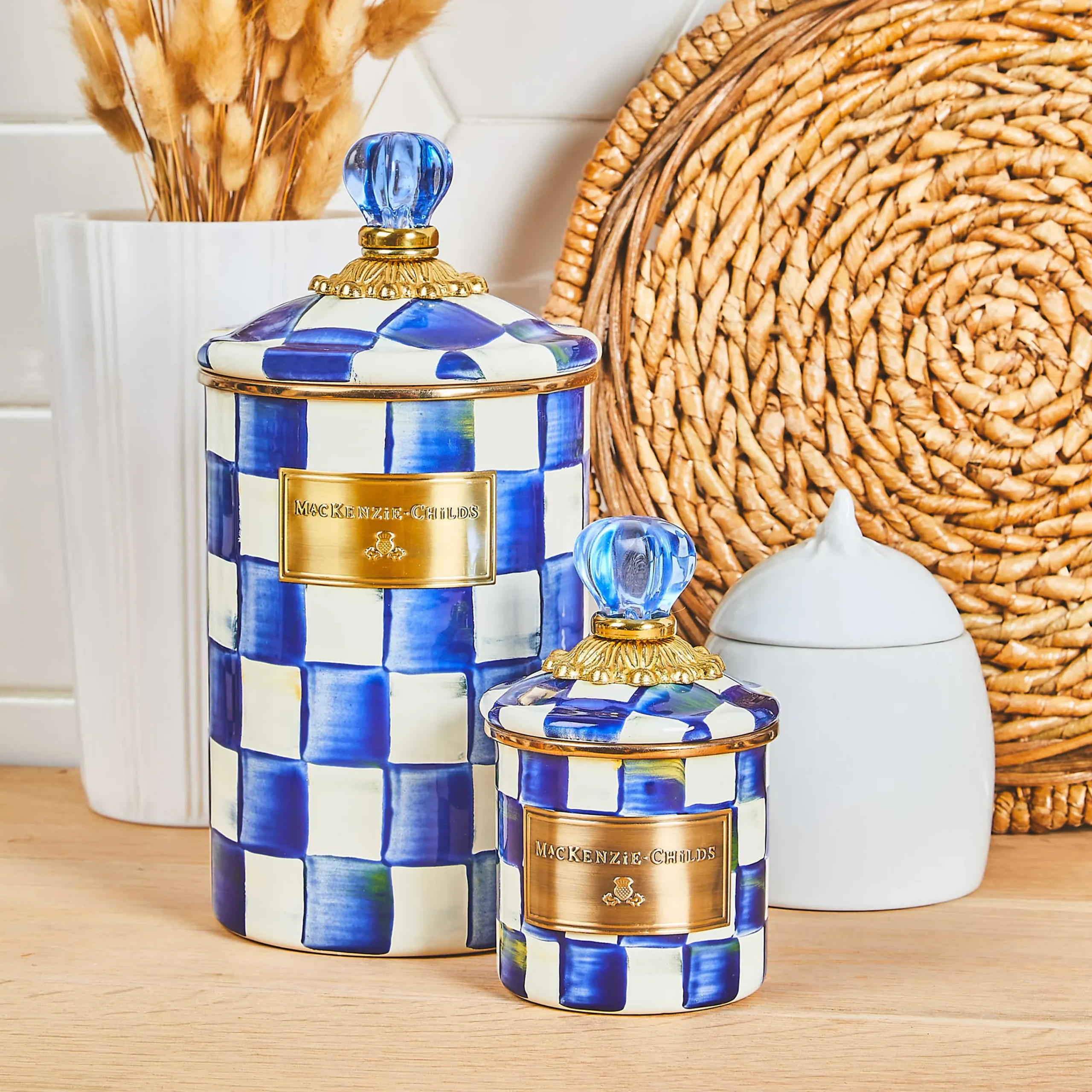 MacKenzie-Childs Royal Check Mini Canister| Room Accents|Kitchen Storage & Organization