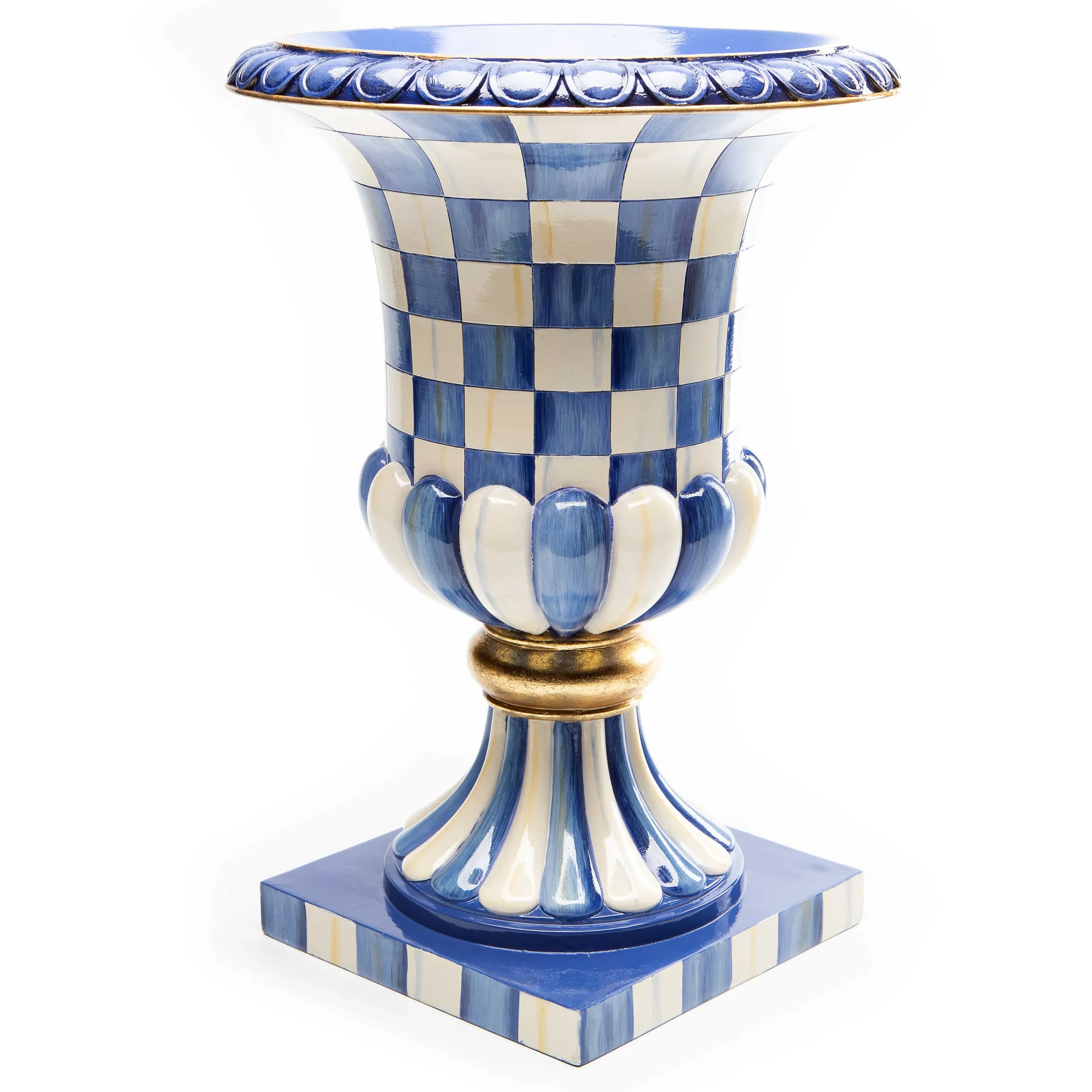 MacKenzie-Childs Royal Check Pedestal Tabletop Urn| Room Accents