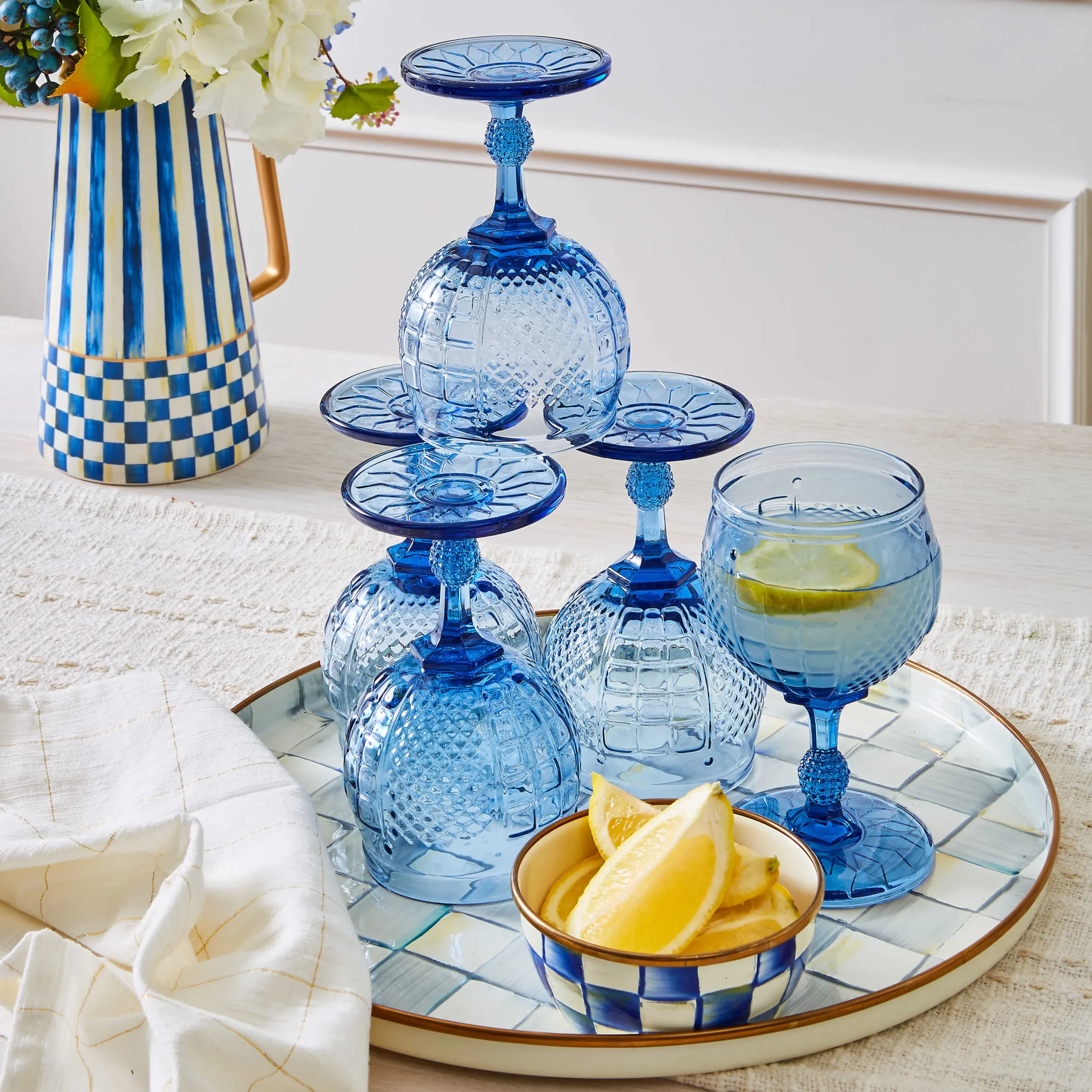MacKenzie-Childs Royal Check Pinch Bowl| Bar Entertaining|Serveware