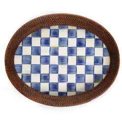 MacKenzie-Childs Royal Check Rattan Enamel Large Serving Tray| Bar Entertaining|Serveware