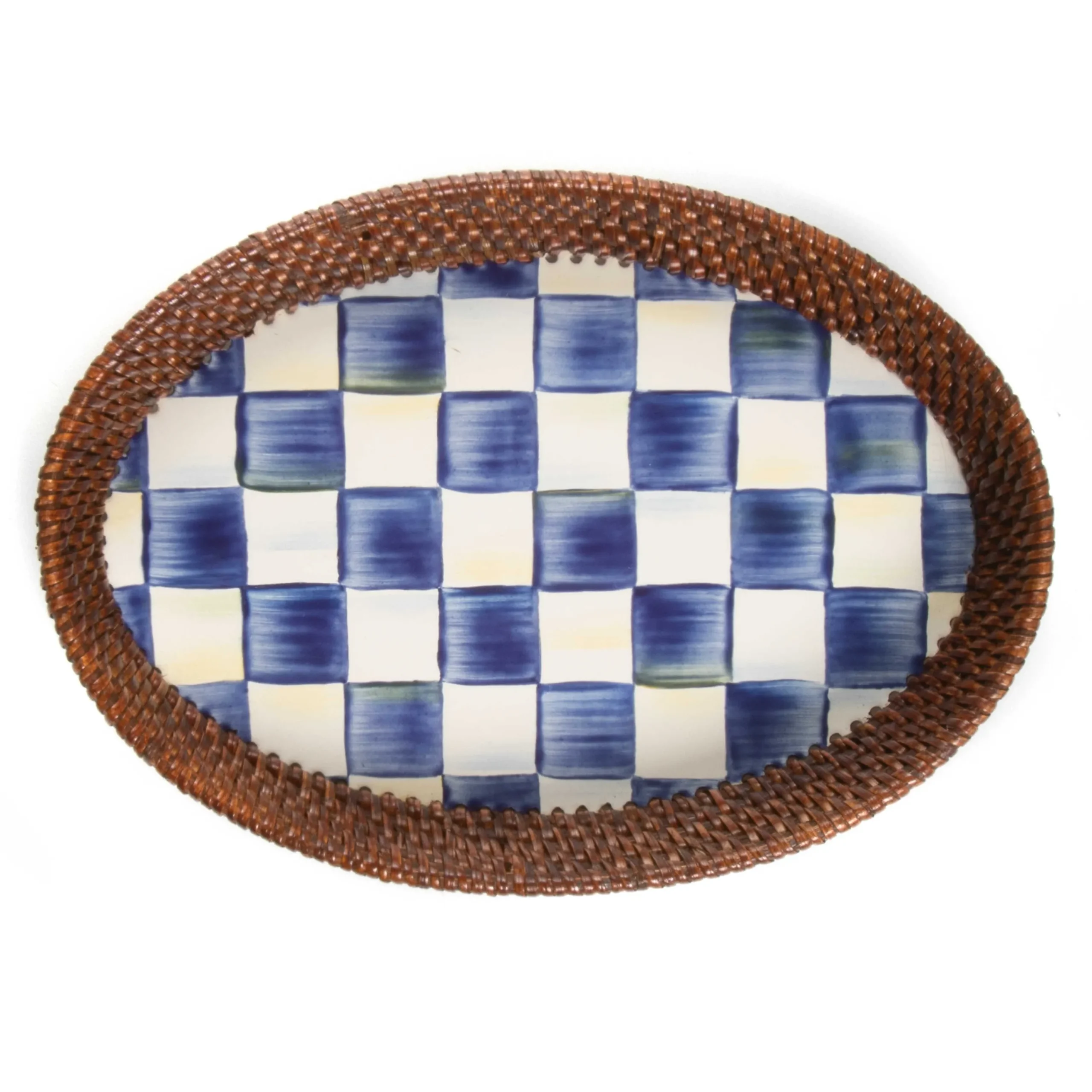 MacKenzie-Childs Royal Check Rattan Enamel Small Serving Tray| The Coffee Shop|Serveware