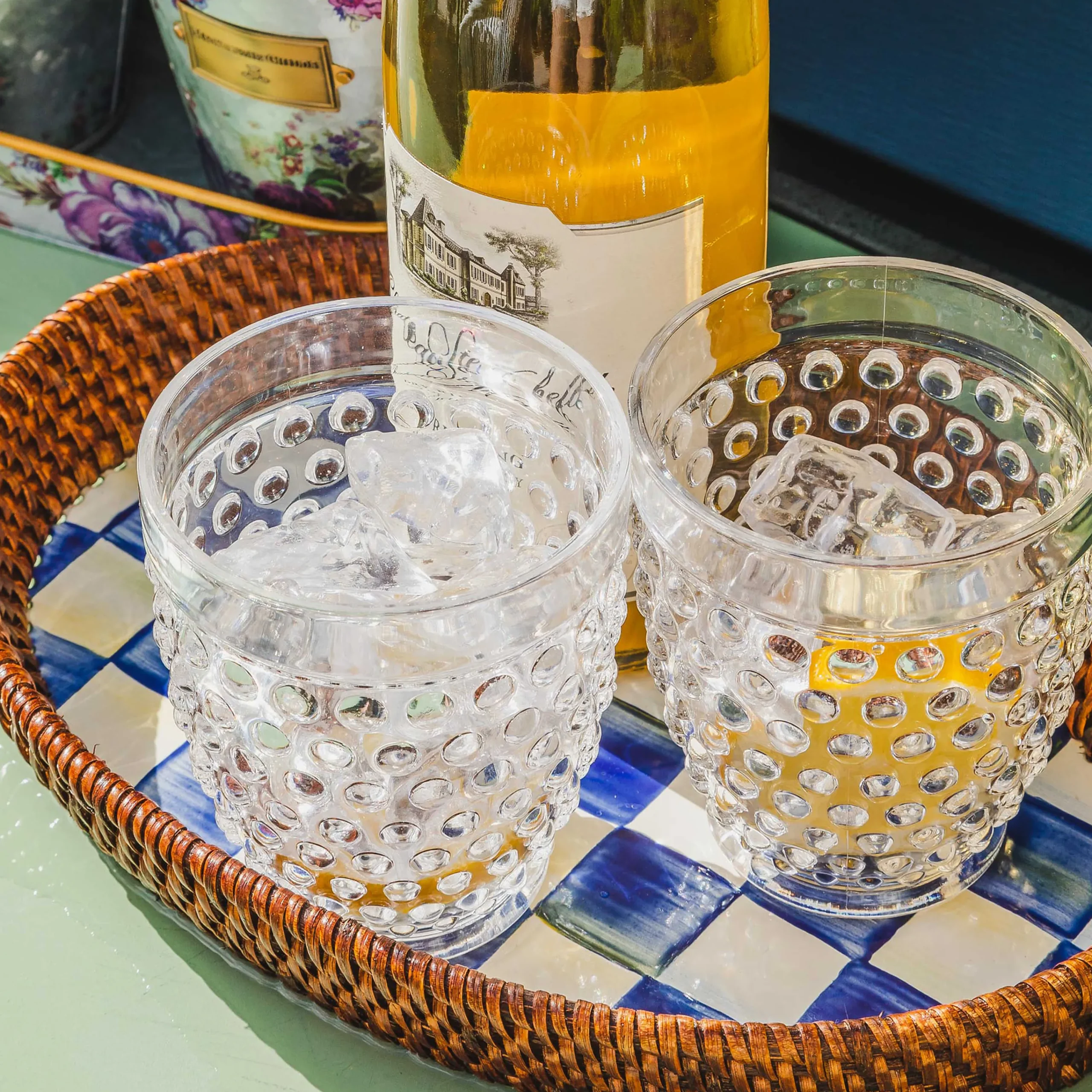 MacKenzie-Childs Royal Check Rattan Enamel Small Serving Tray| The Coffee Shop|Serveware