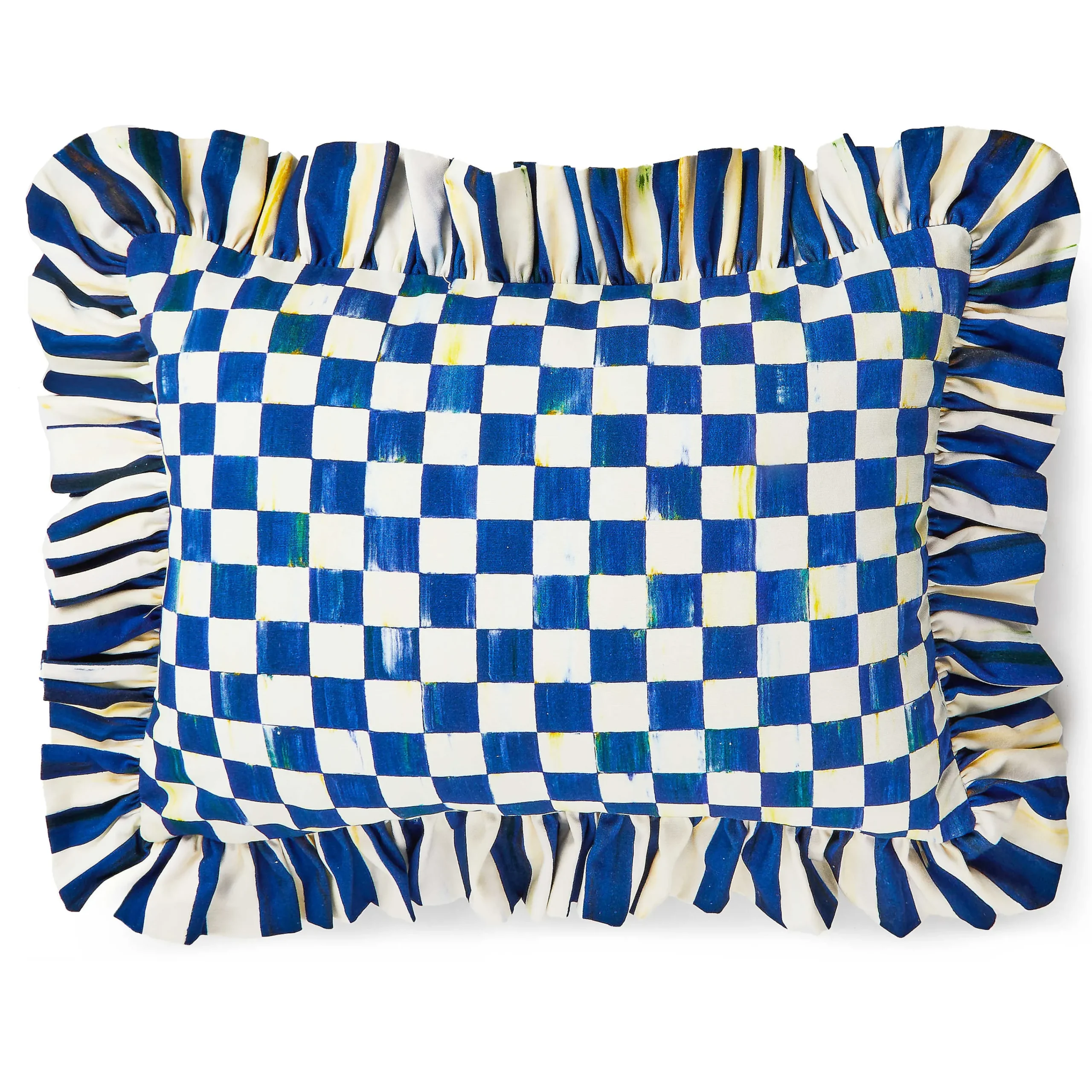 MacKenzie-Childs Royal Check Ruffle Lumbar Pillow| Pillows, Throws, & Cushions