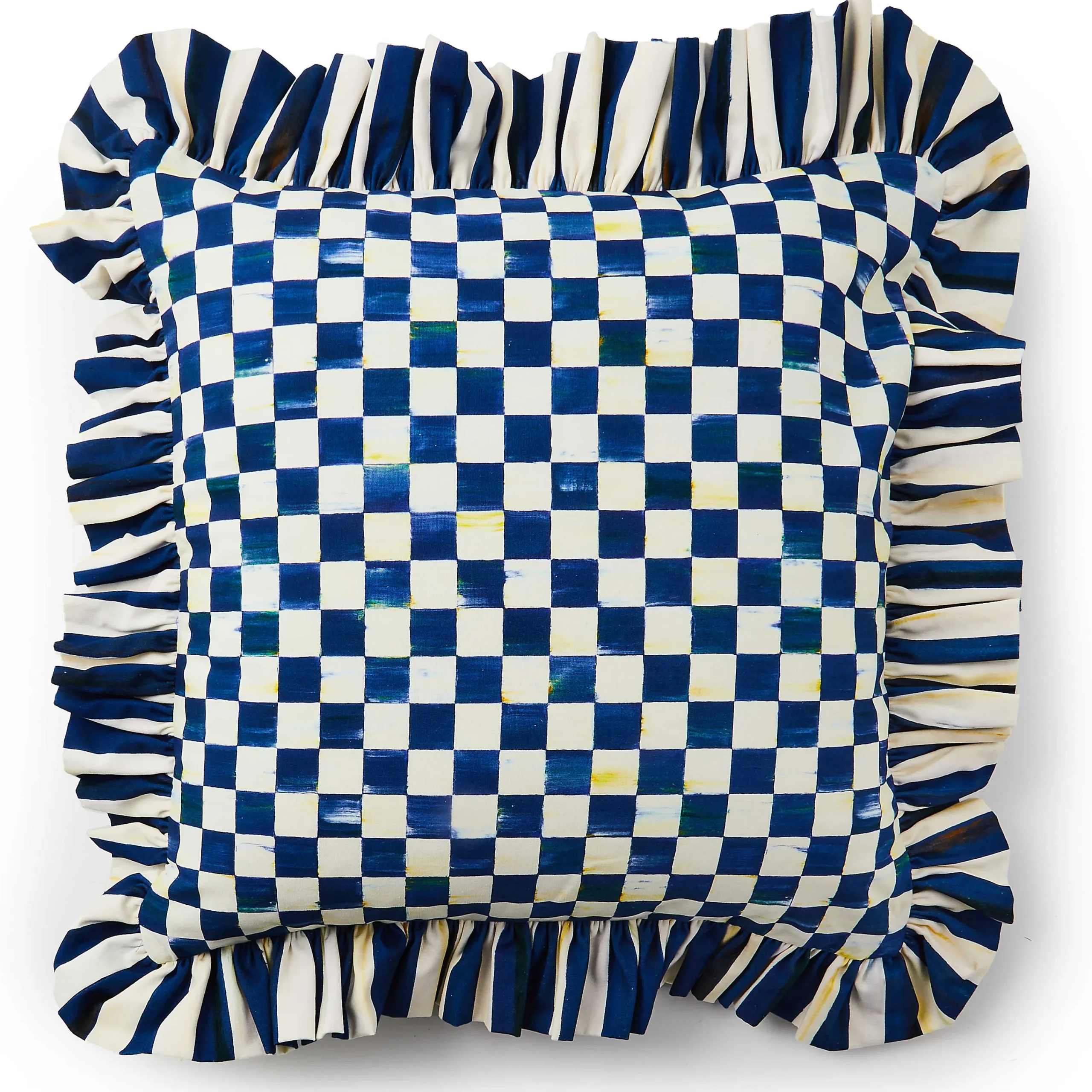 MacKenzie-Childs Royal Check Ruffle Throw Pillow| Pillows, Throws, & Cushions