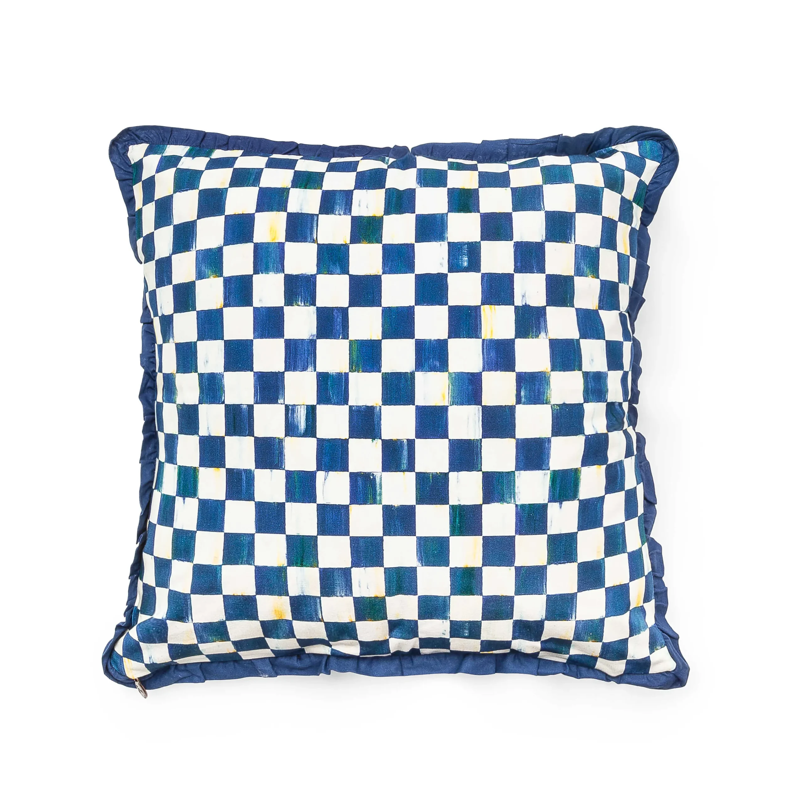 MacKenzie-Childs Royal Check Ruffled Square Throw Pillow| Pillows, Throws, & Cushions