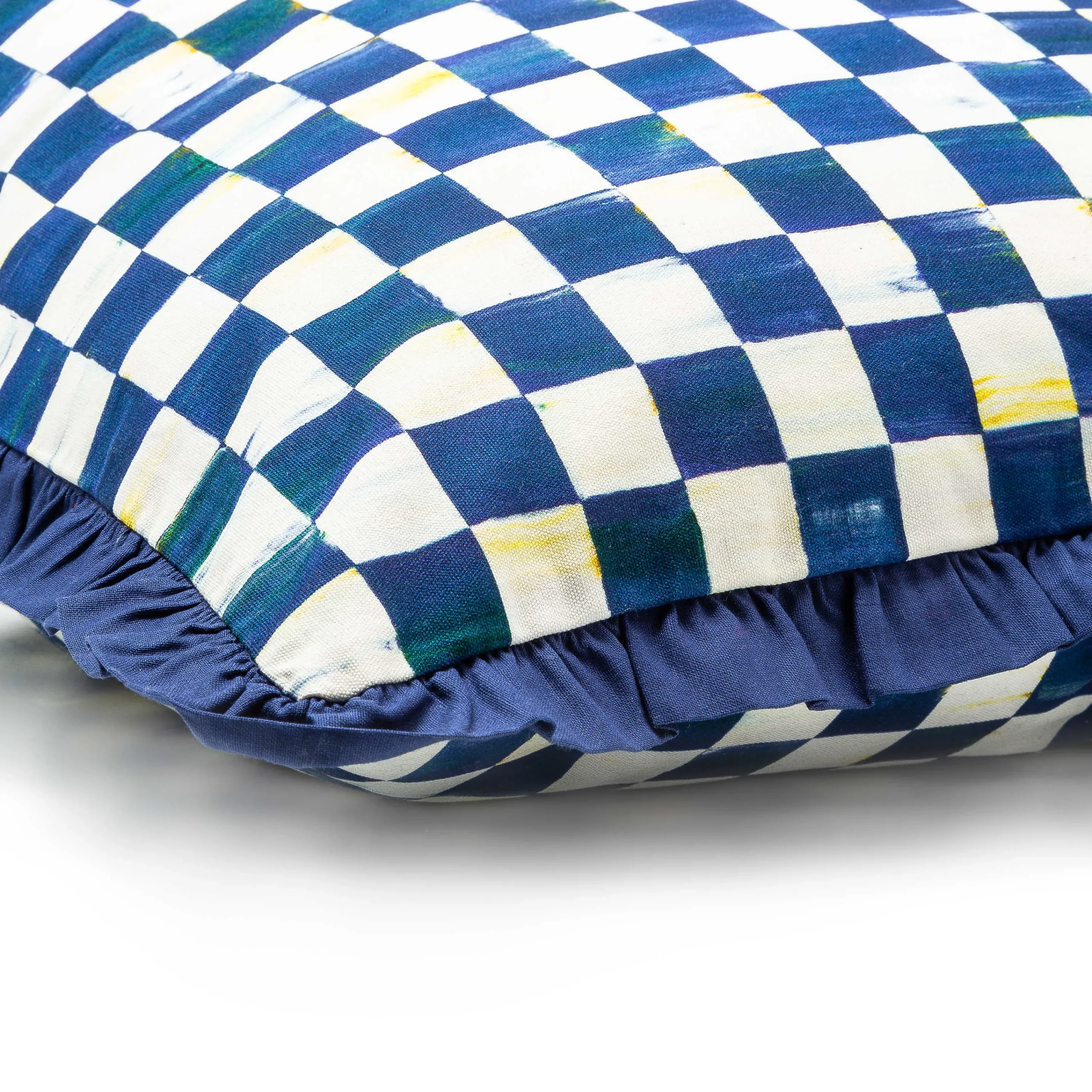 MacKenzie-Childs Royal Check Ruffled Square Throw Pillow| Pillows, Throws, & Cushions