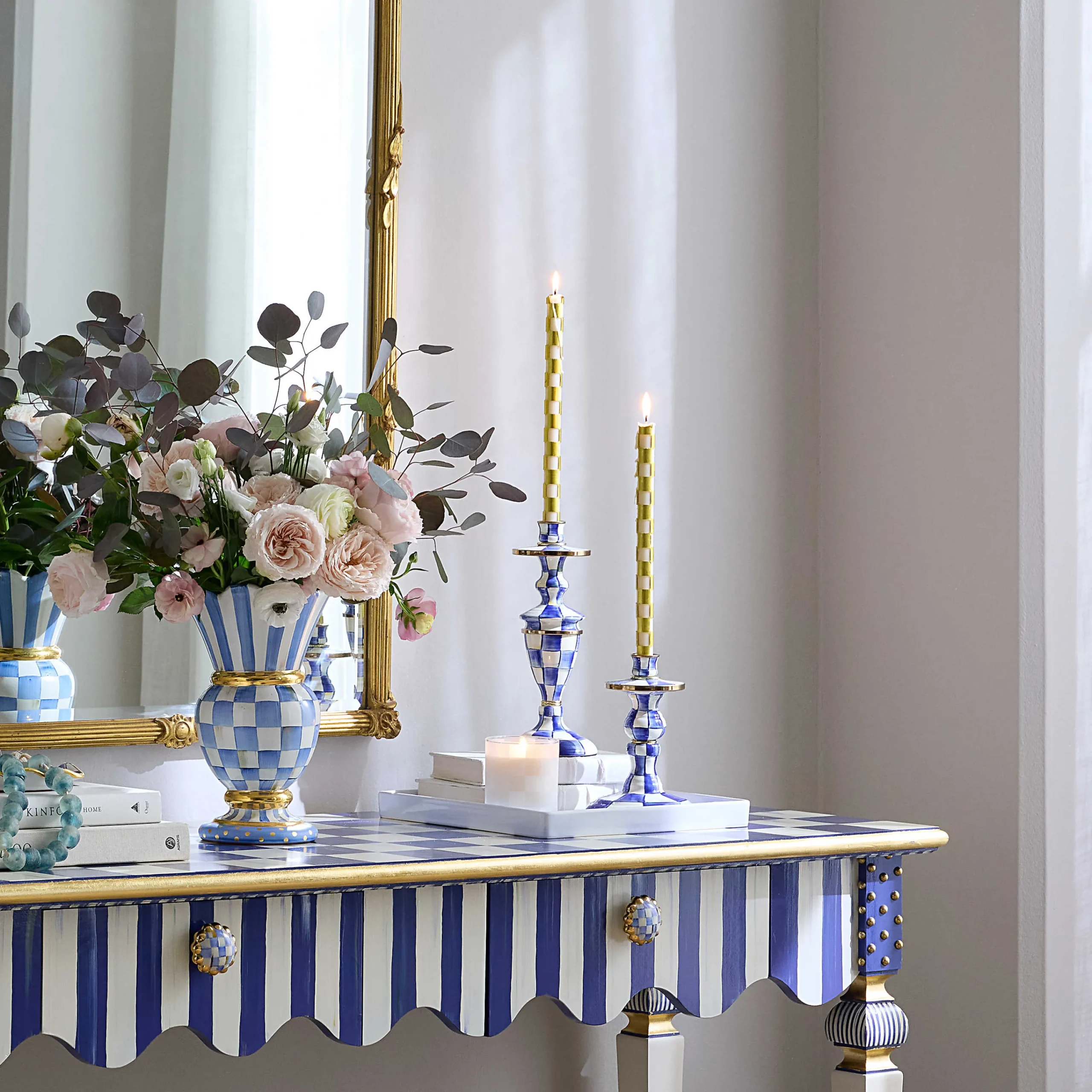 MacKenzie-Childs Royal Check Small Candlestick| Candles & Fragrances